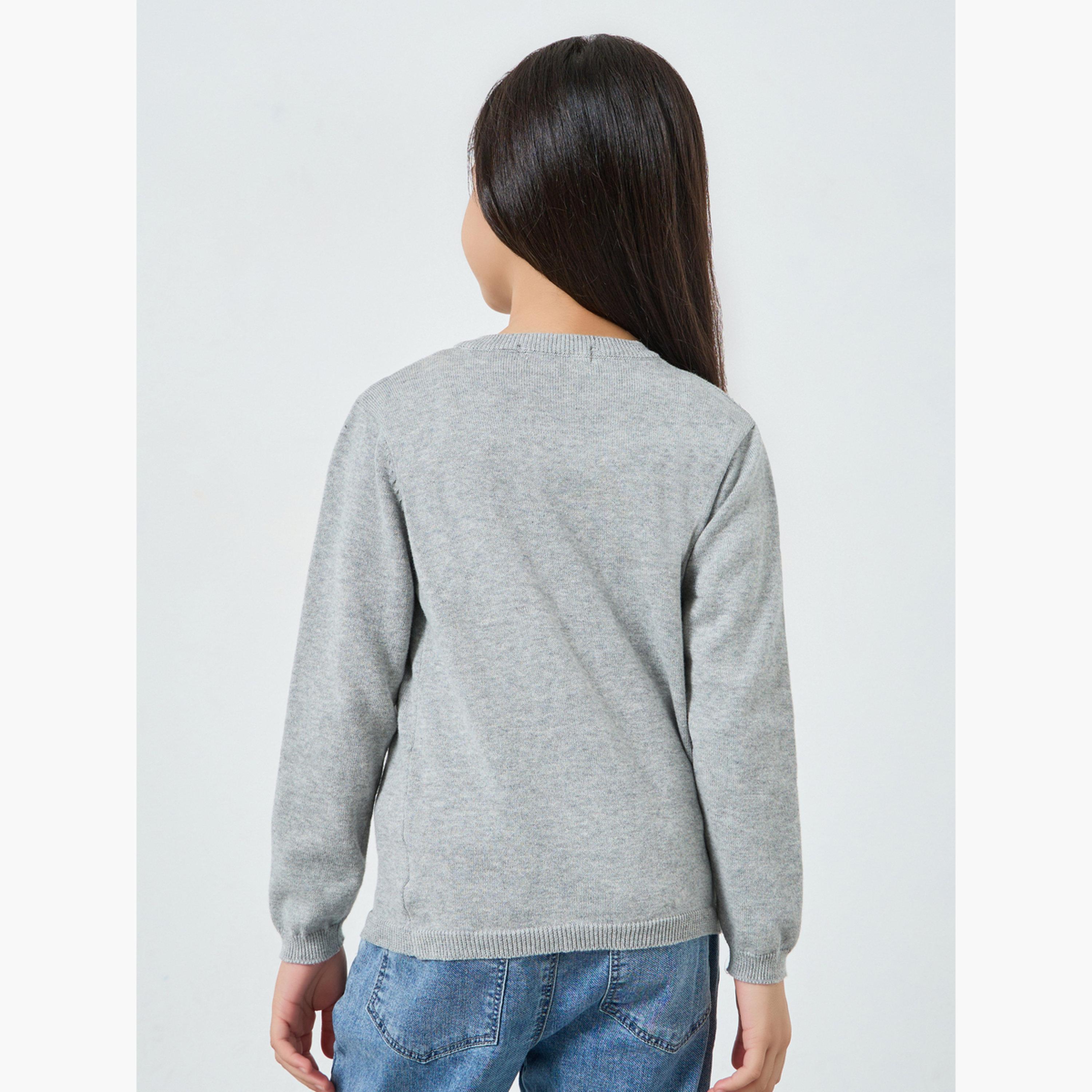 Styli Girls Grey Knit Cardigan-girls-clothing-jumpersandcardigans-image-4
