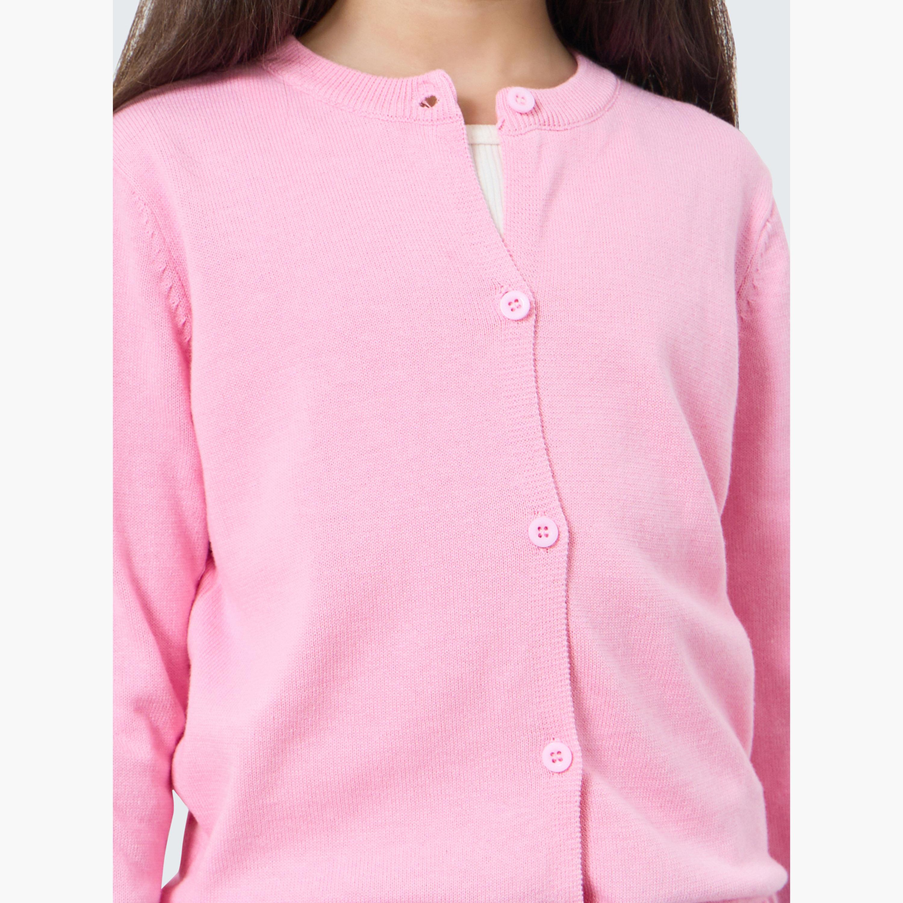 كارديغان محبوك وردية للبنات-girls-clothing-jumpersandcardigans-image-4
