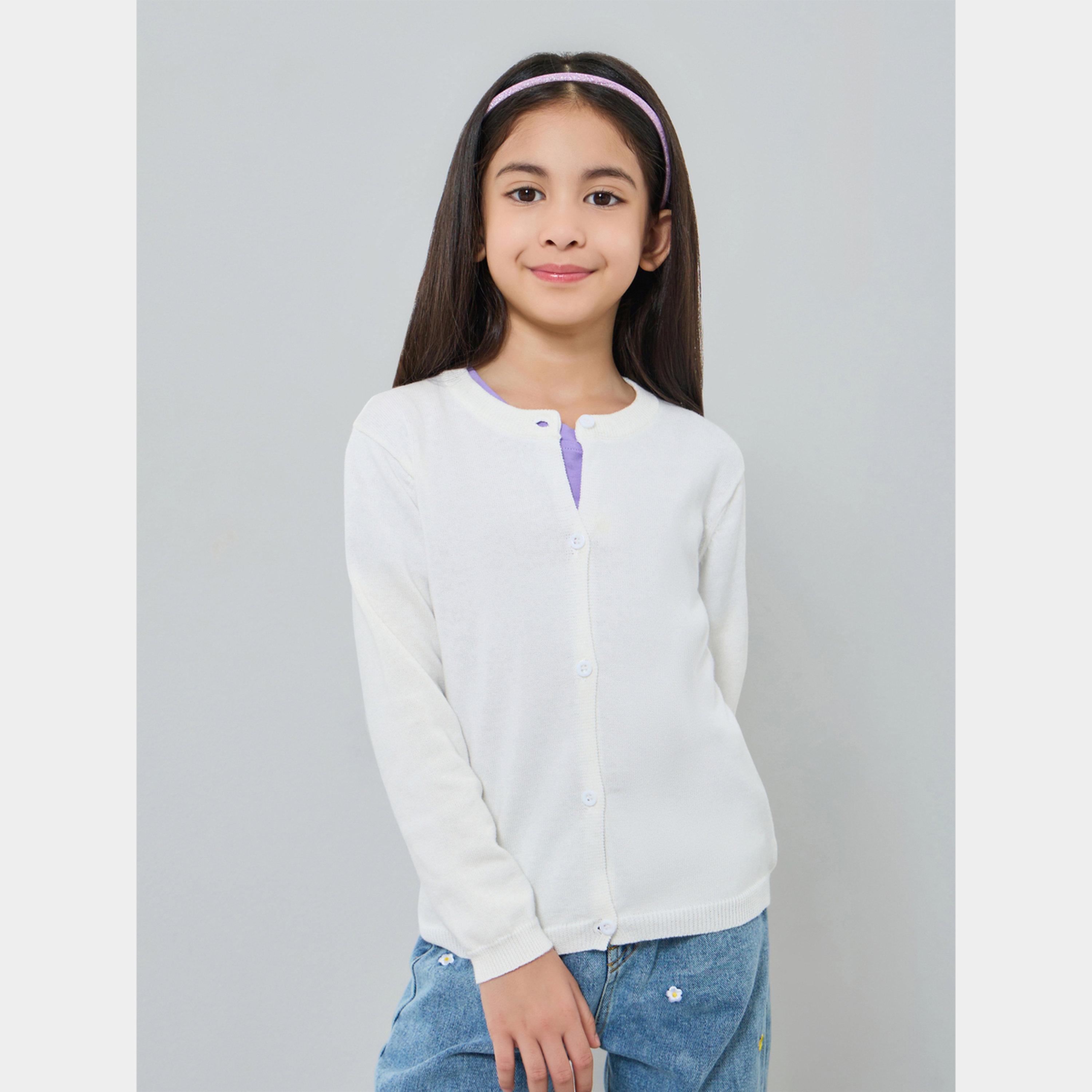 كارديجان محبوك بيضاء للبنات-girls-clothing-jumpersandcardigans-image-1