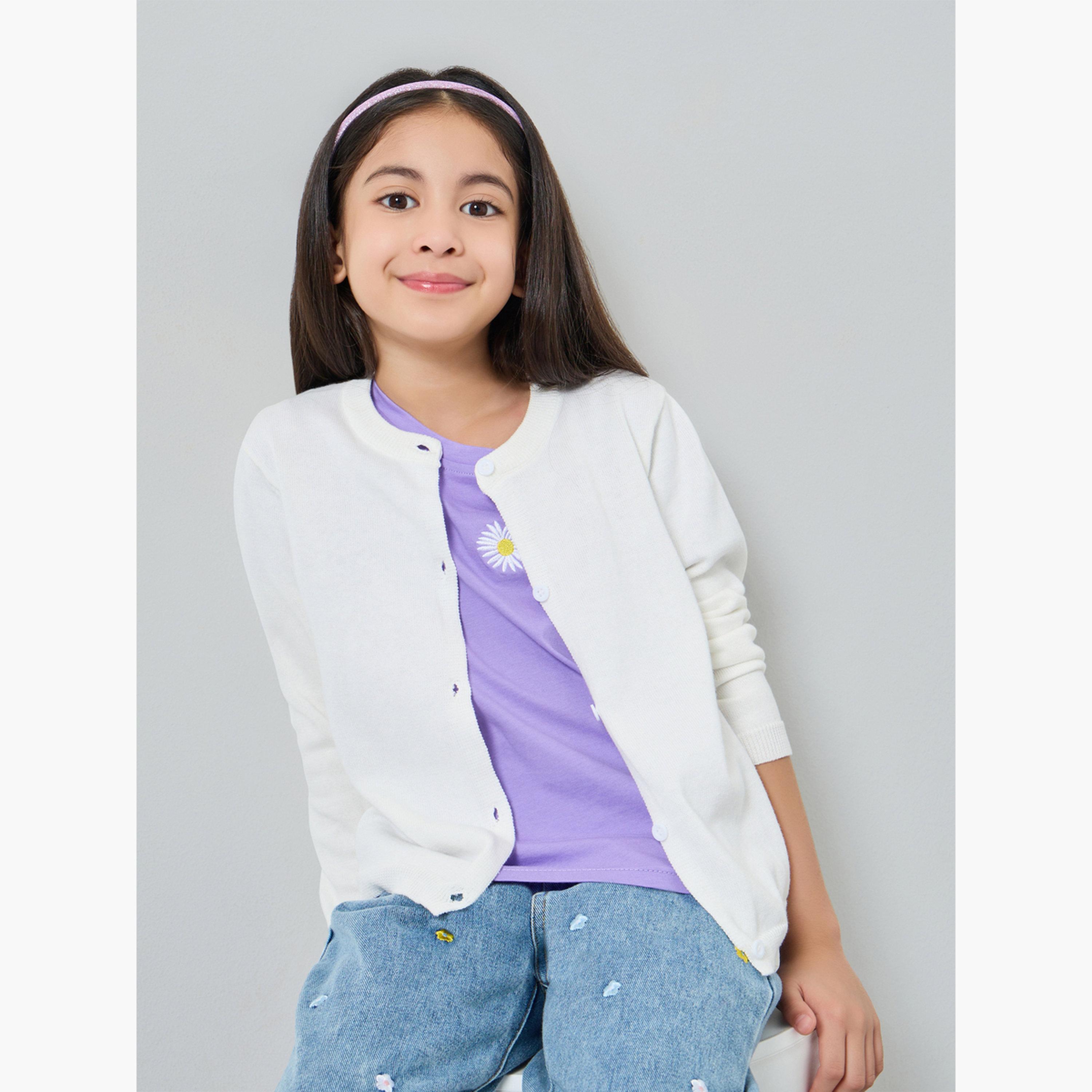 كارديجان محبوك بيضاء للبنات-girls-clothing-jumpersandcardigans-image-3
