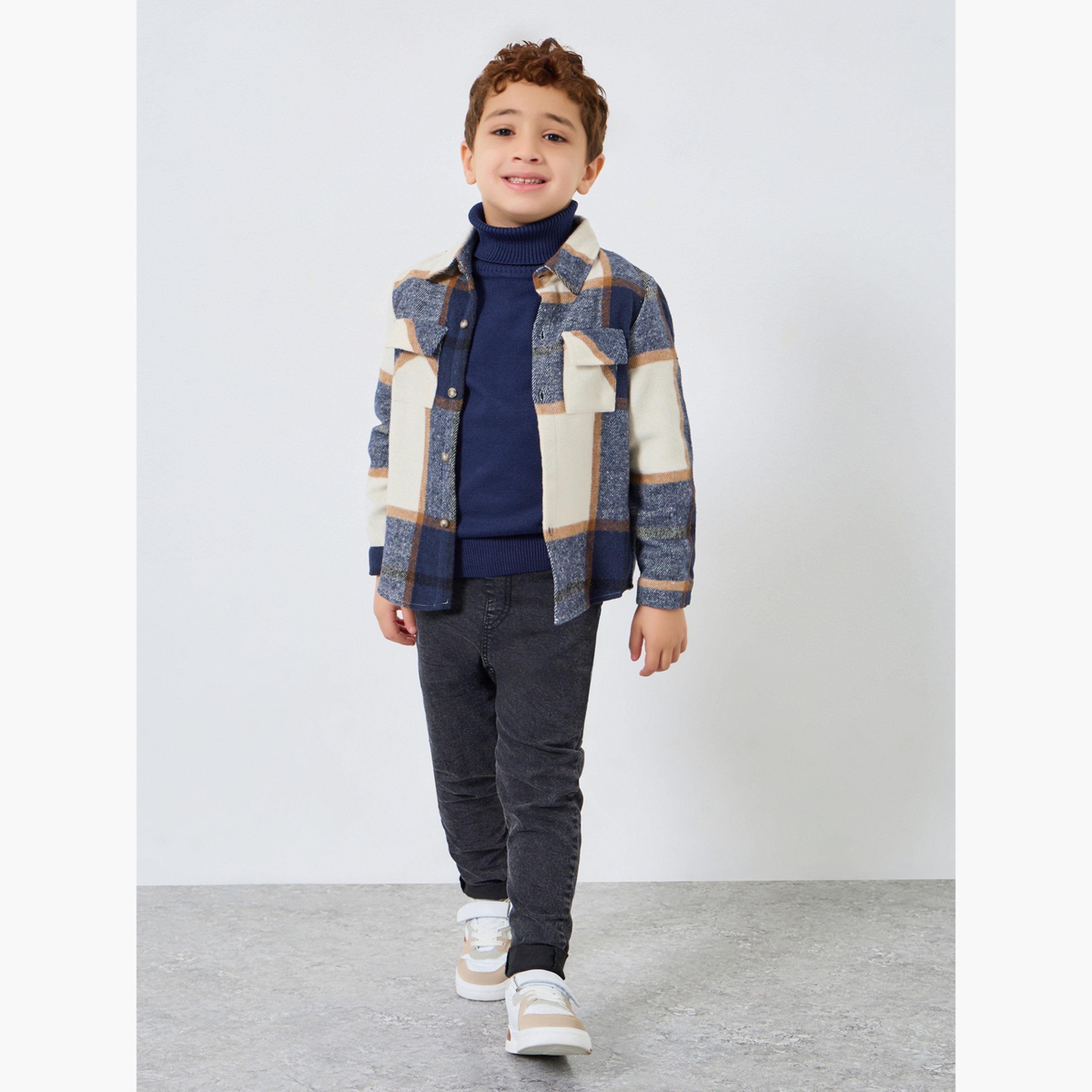 جاكيت بنقشة مربعات كاروهات-boys-clothing-jacketsandcoats-image-2