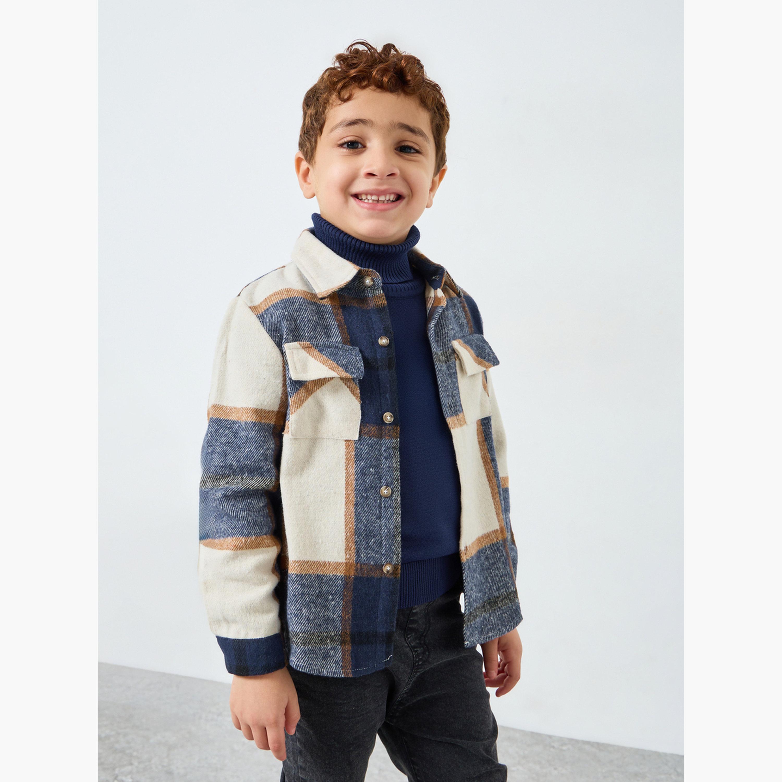 Styli Boys Blue Plaid Jacket-boys-clothing-jacketsandcoats-image-3