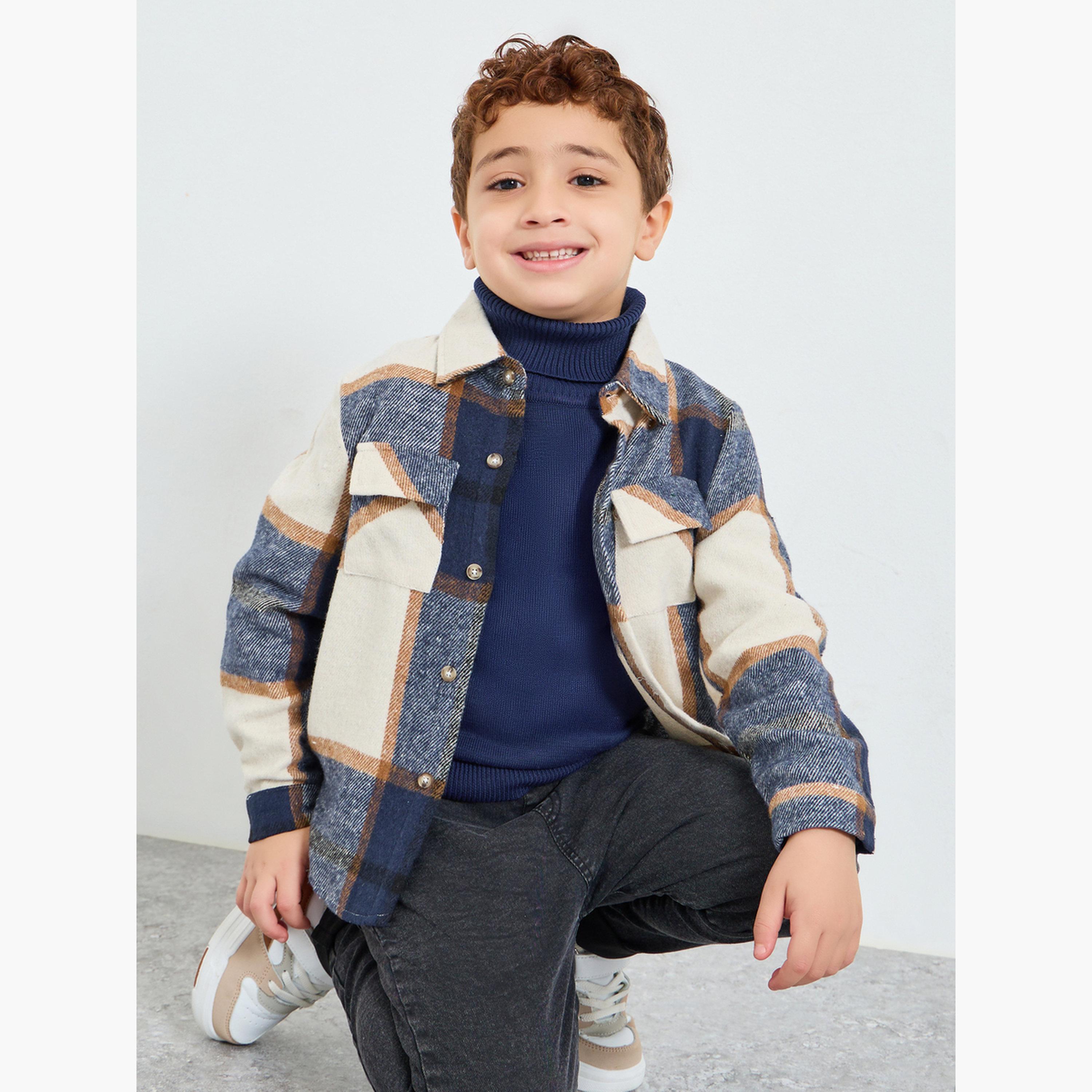 Styli Boys Blue Plaid Jacket-boys-clothing-jacketsandcoats-image-4