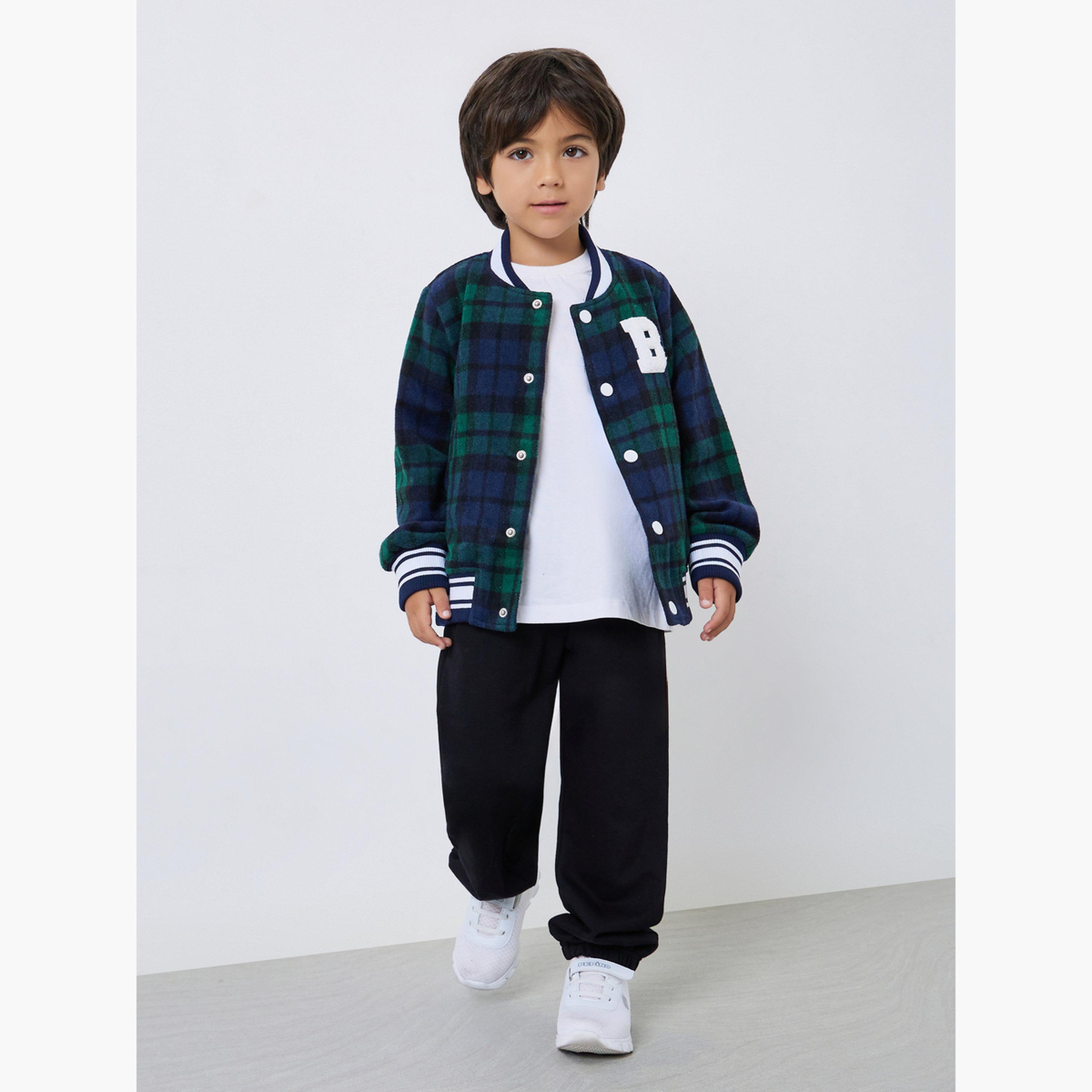 Styli Boys Plaid Varsity Jacket-boys-clothing-jacketsandcoats-image-2