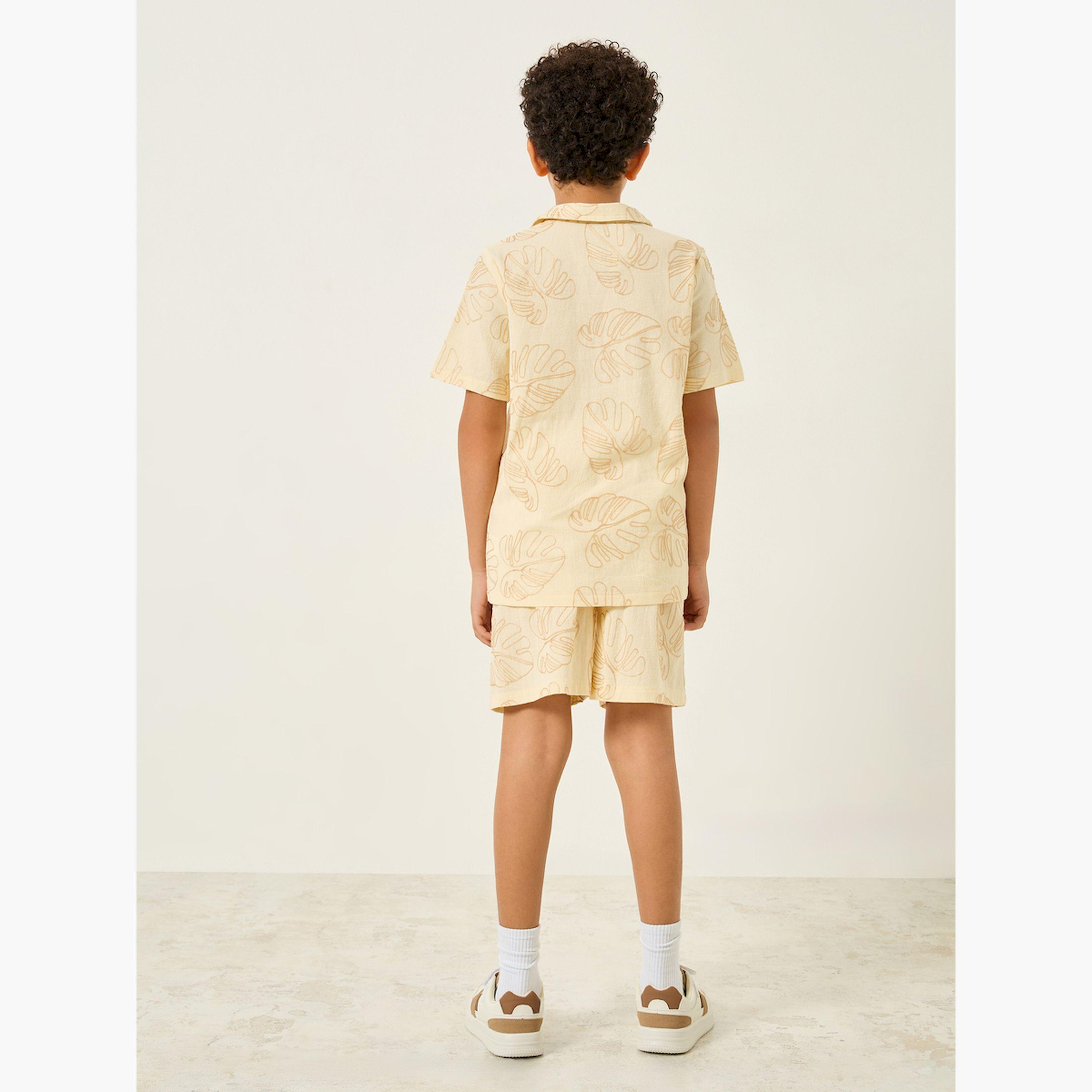 Styli Boys Off-White Embroidered Shirt and Shorts Set-boys-clothing-setsandcoords-image-3