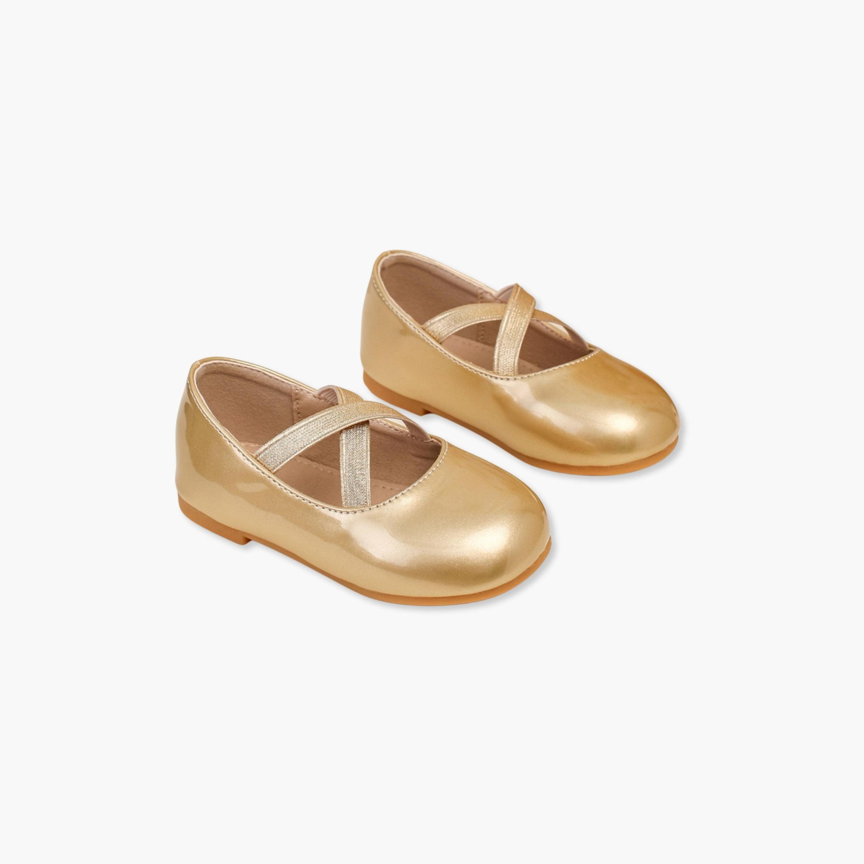 Take Two Girls Gold Cross-Strap Shoe-girls-shoes-ballerinas-image-1