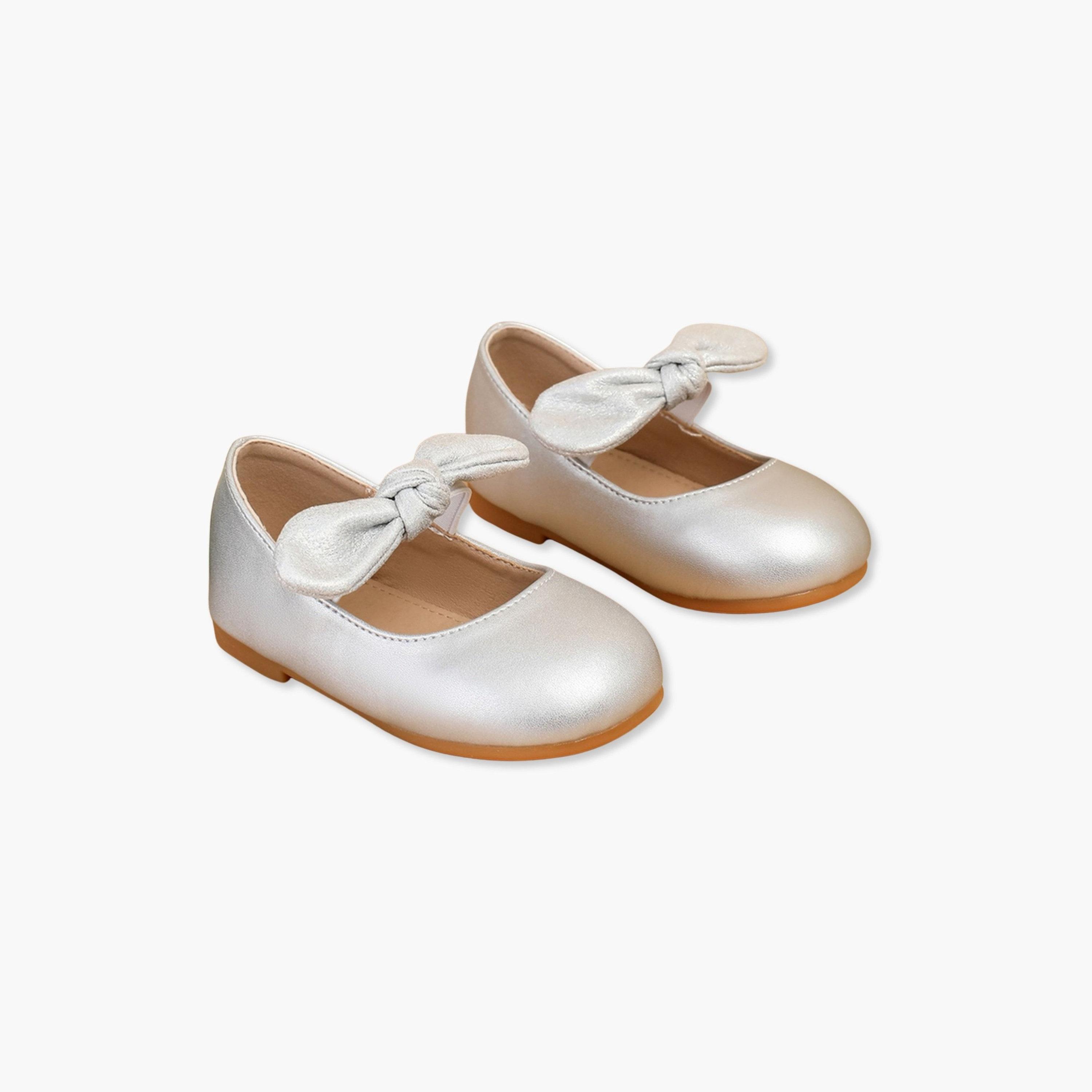 Take Two Girls Silver Bow Decoration Ballerina Shoes-girls-shoes-ballerinas-image-1