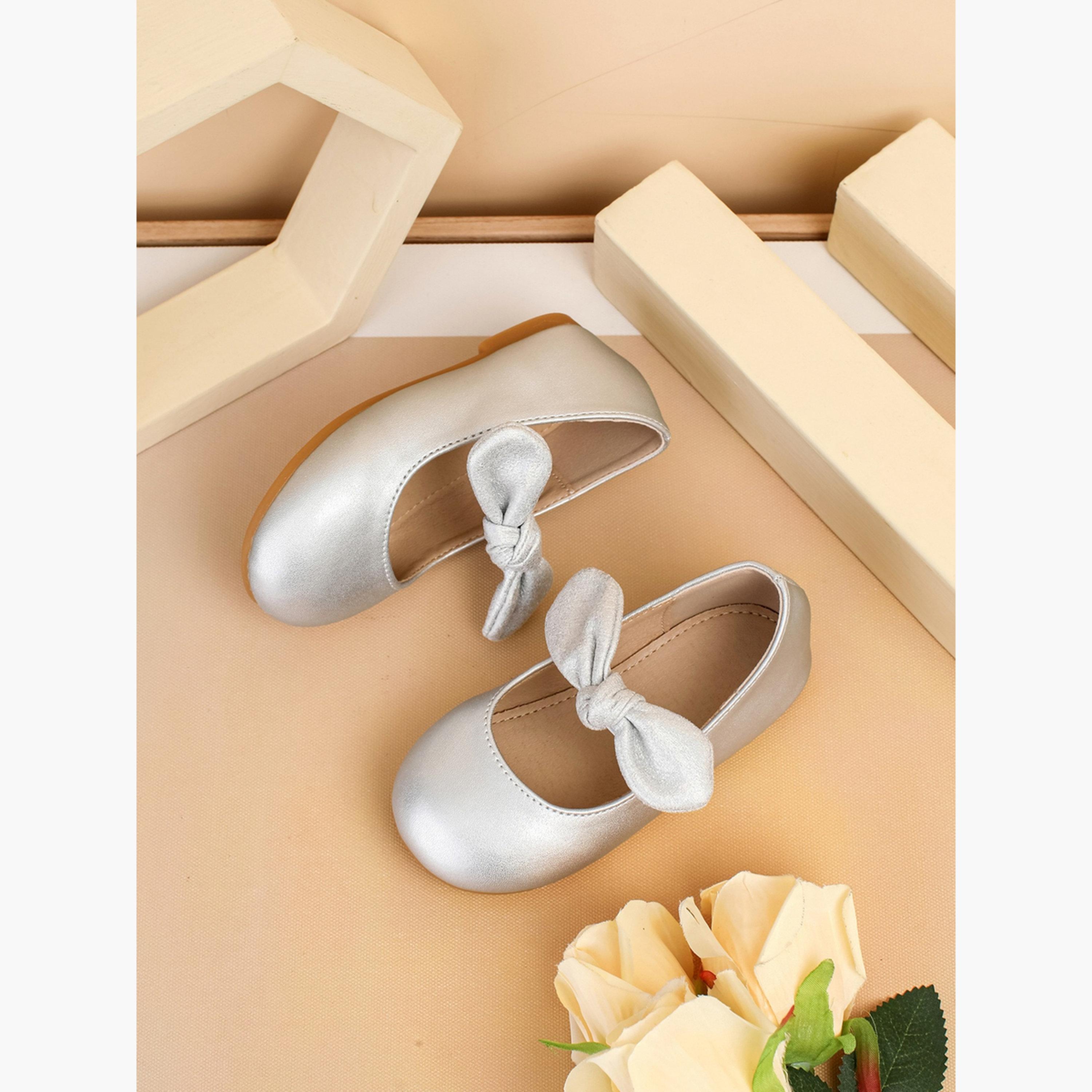 Take Two Girls Silver Bow Decoration Ballerina Shoes-girls-shoes-ballerinas-image-2