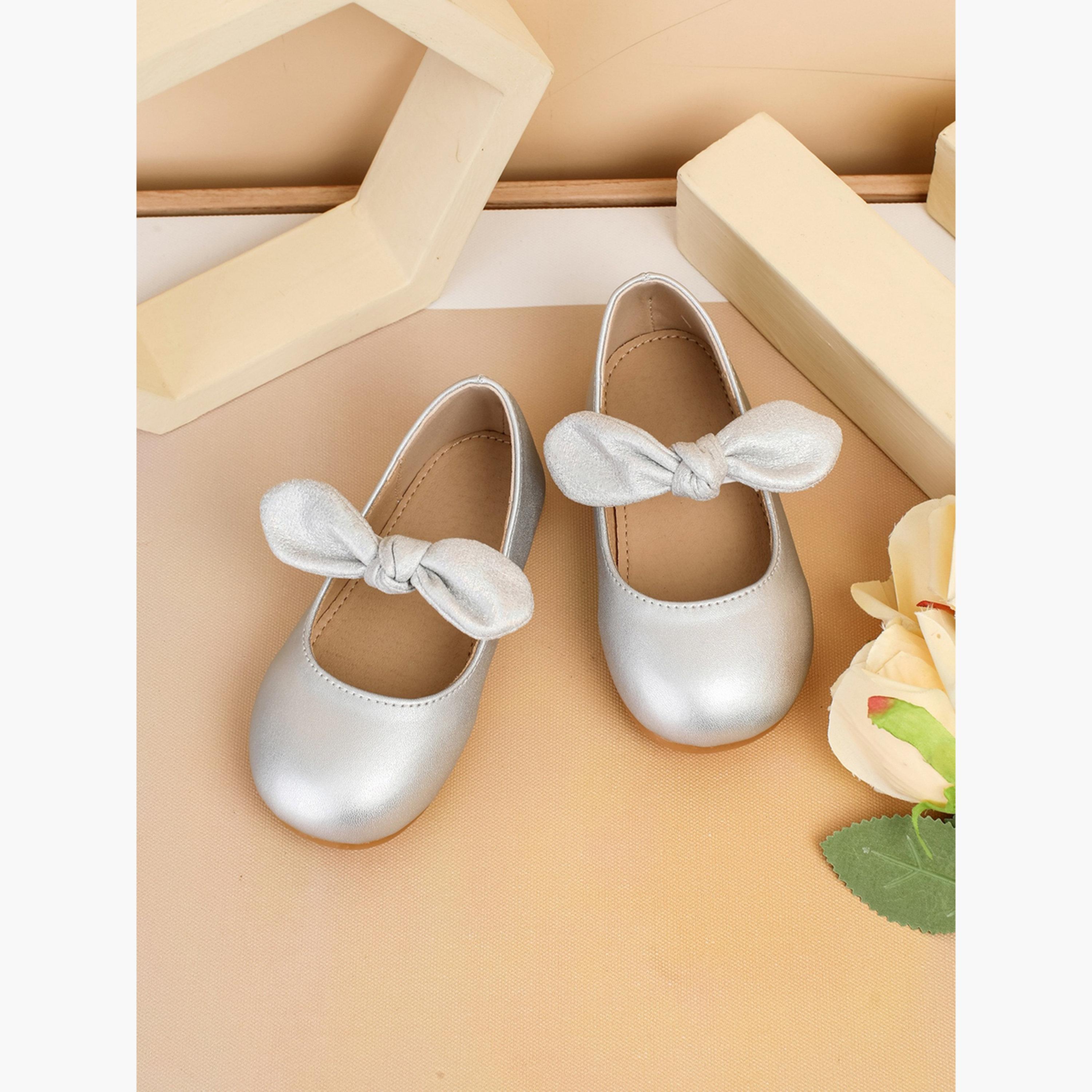 Take Two Girls Silver Bow Decoration Ballerina Shoes-girls-shoes-ballerinas-image-3