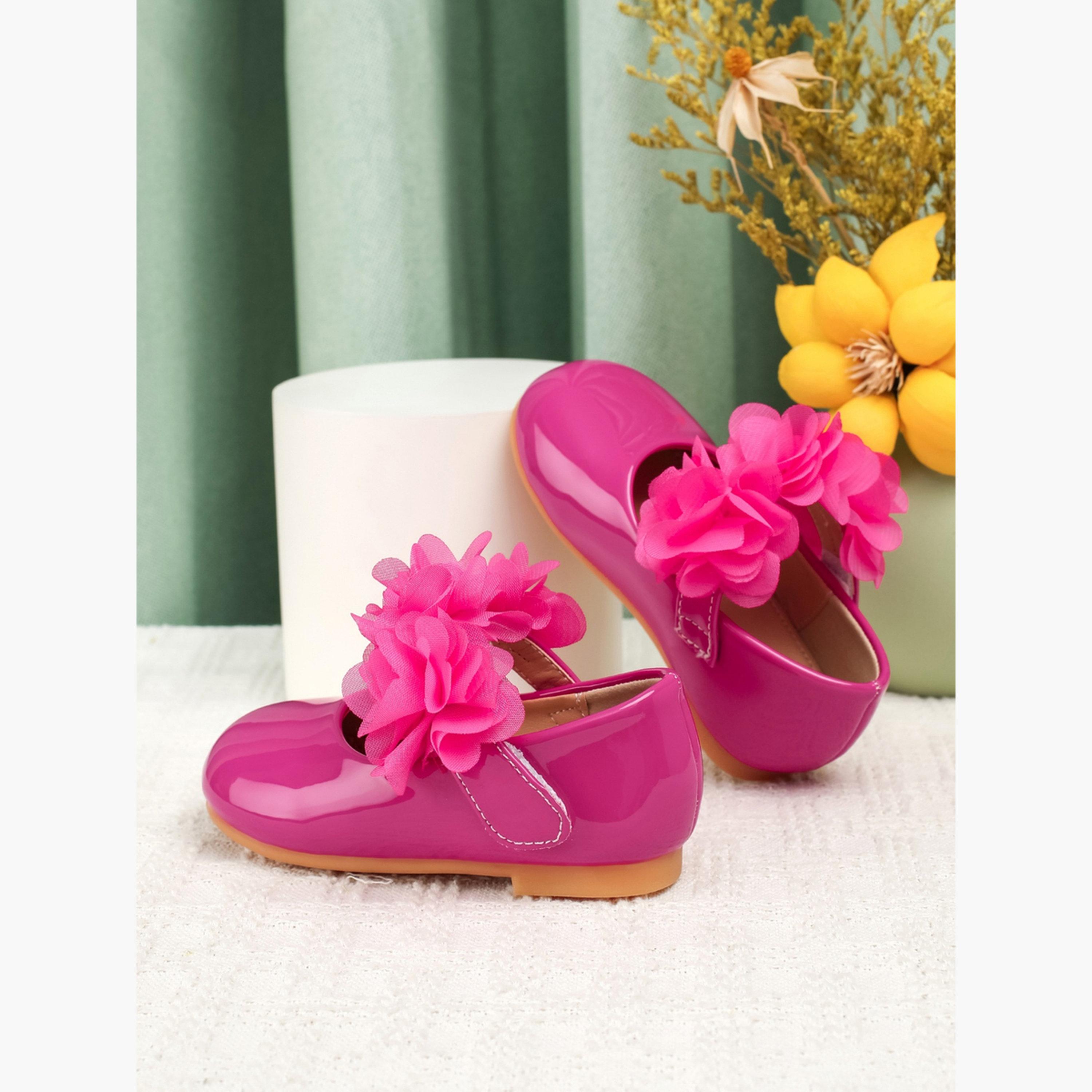 Take Two Girls Pink Flower Flat Ballerina Shoes-girls-shoes-ballerinas-image-2