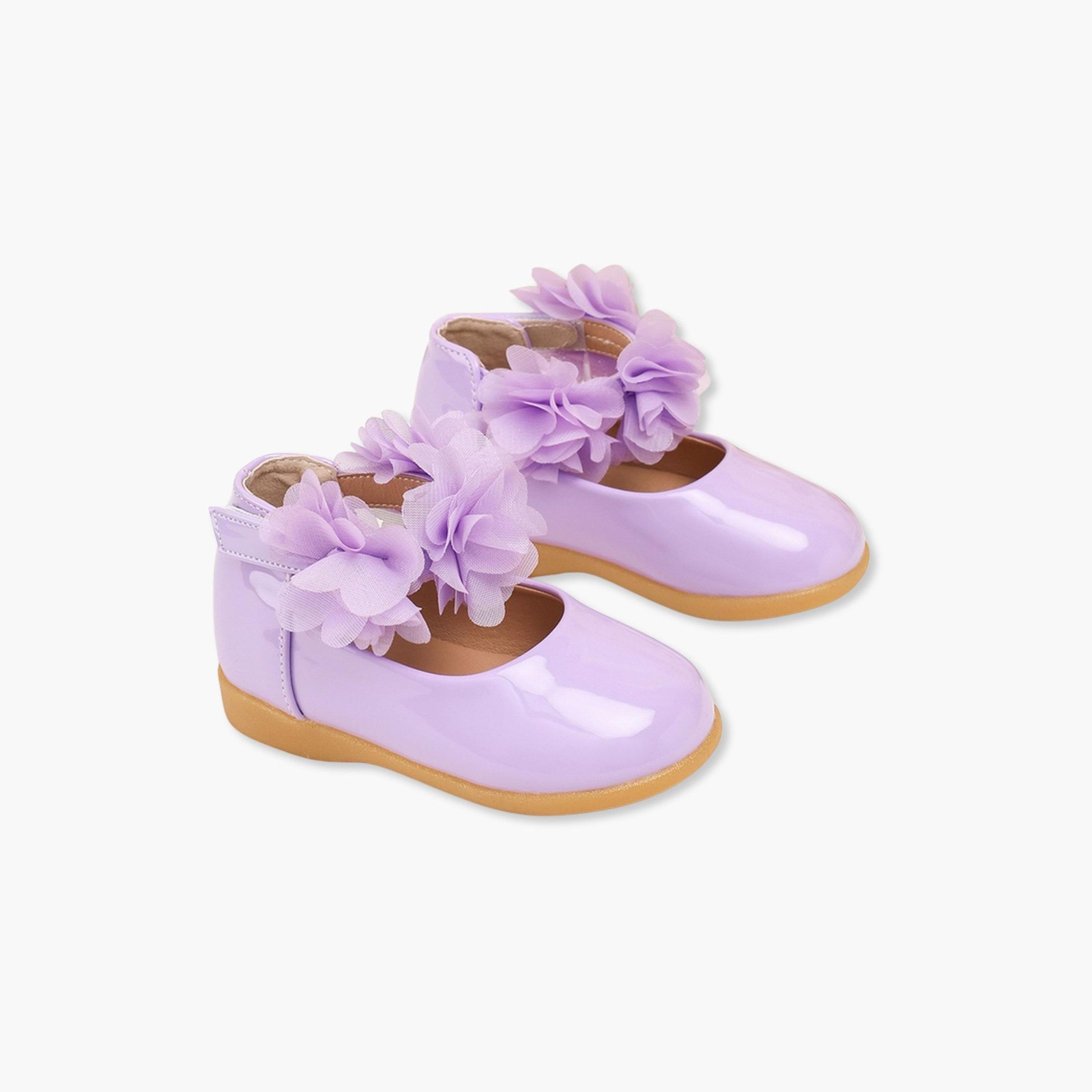 Take Two Girls Purple Flower Flat Ballerina Shoes-girls-shoes-ballerinas-image-1