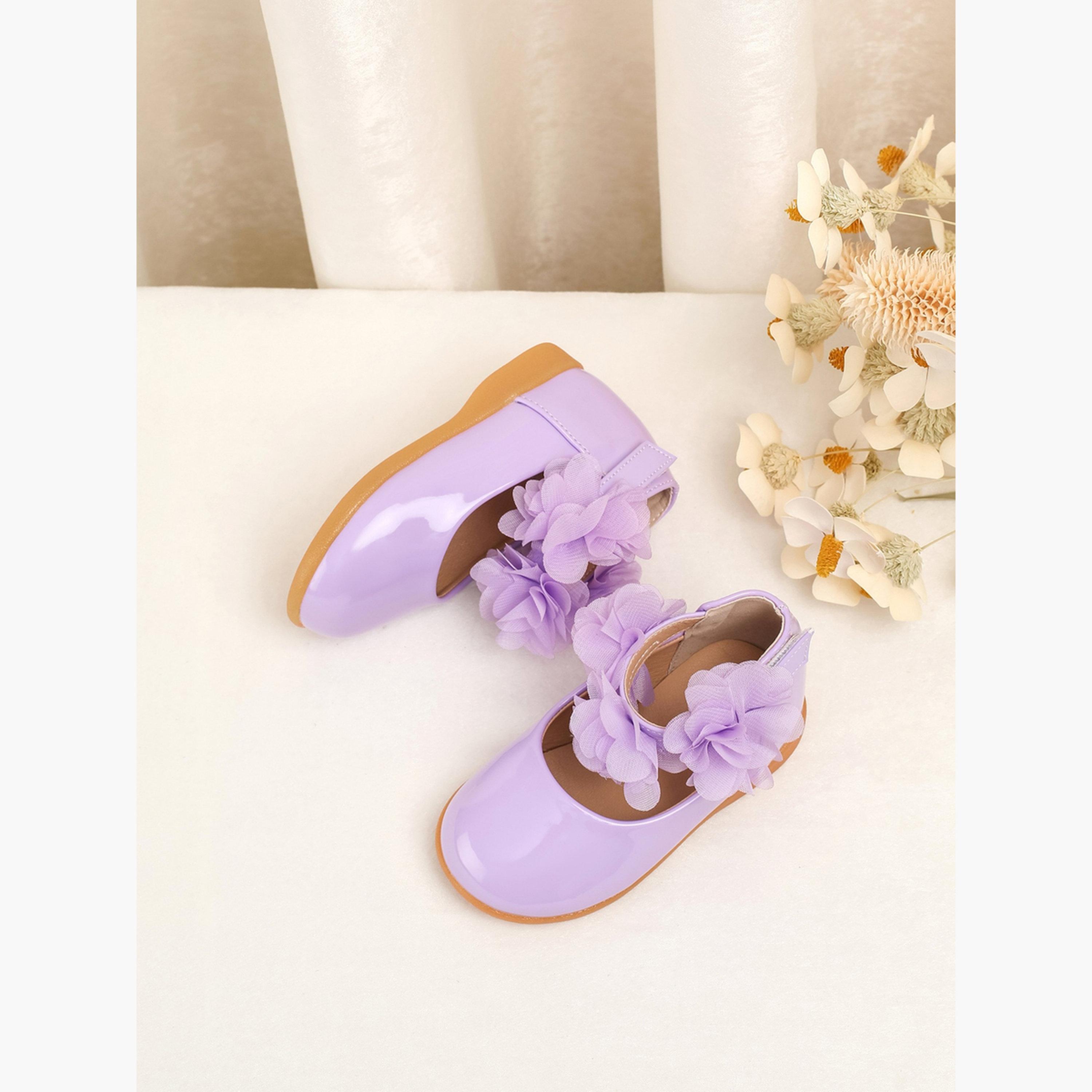 Take Two Girls Purple Flower Flat Ballerina Shoes-girls-shoes-ballerinas-image-2