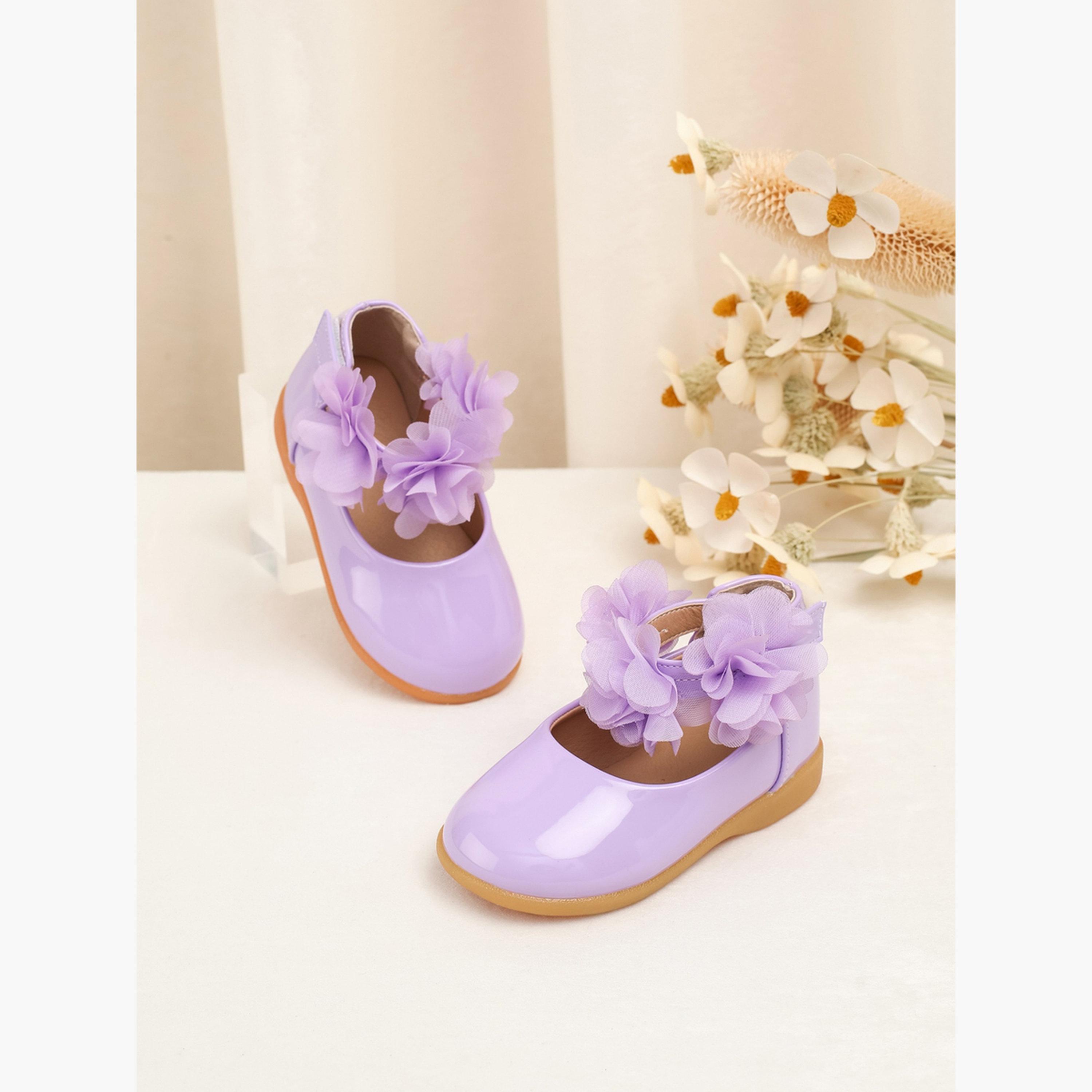 Take Two Girls Purple Flower Flat Ballerina Shoes-girls-shoes-ballerinas-image-3