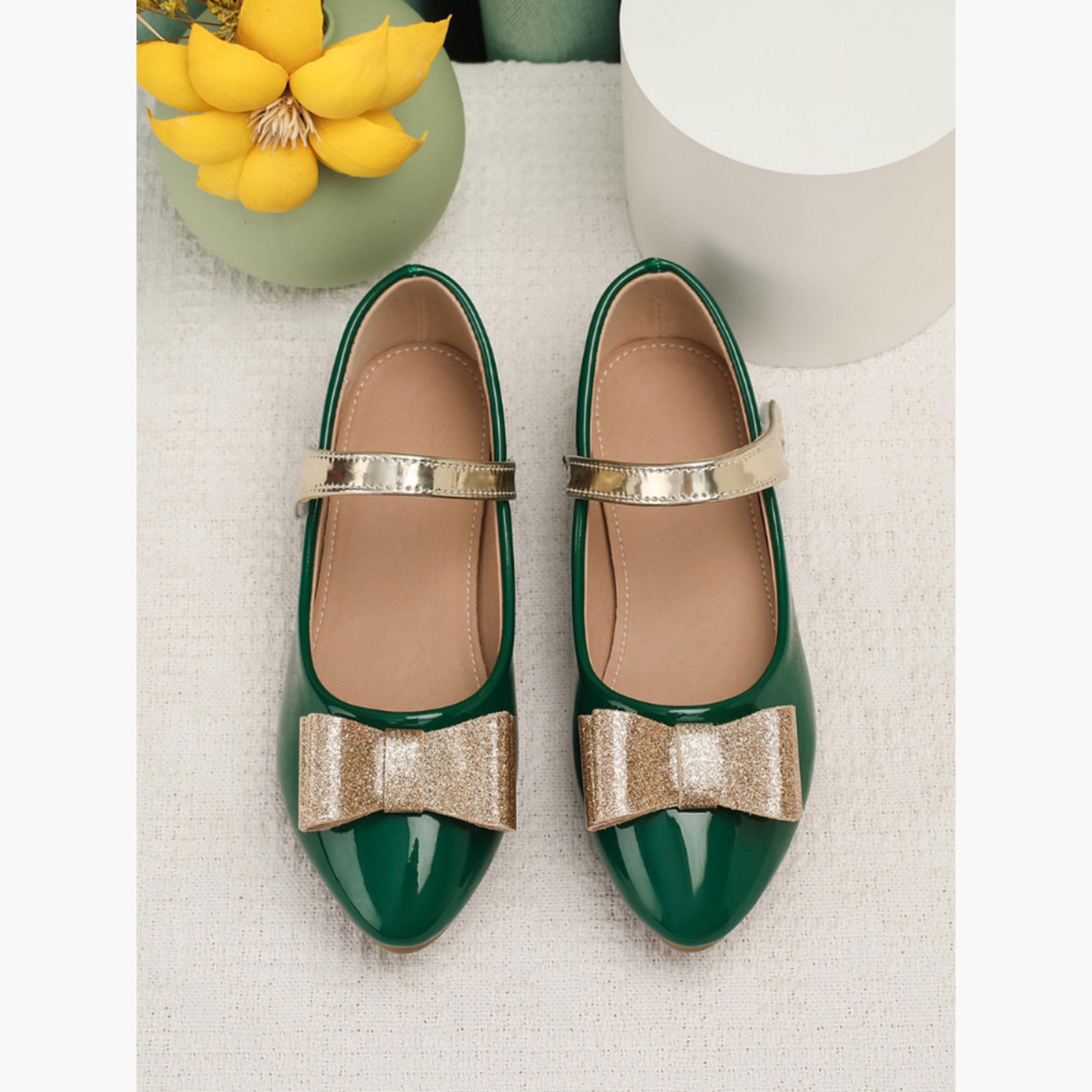 حذاء بناتي أخضر داكن مزين بفيونكة-girls-shoes-ballerinas-image-2
