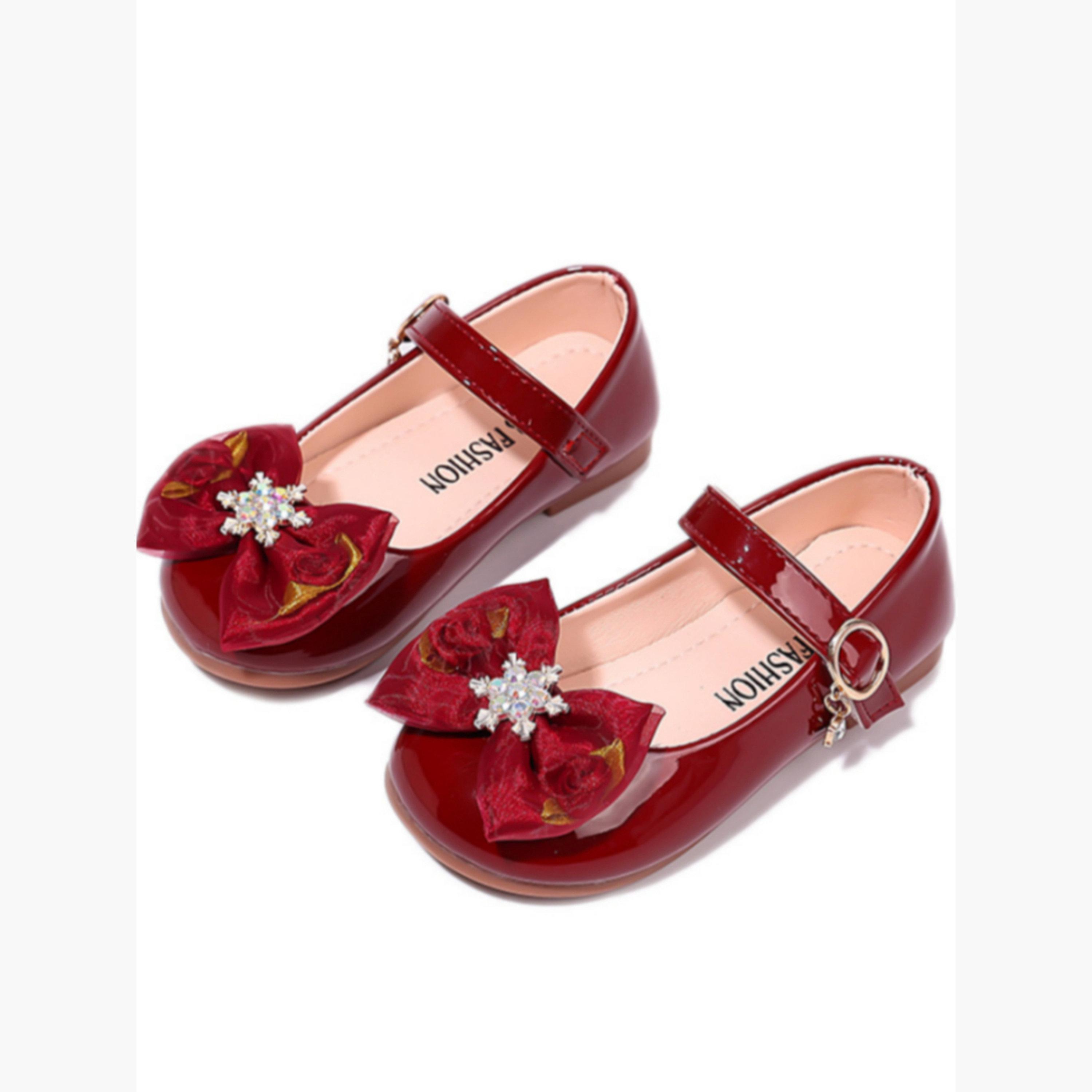 حذاء ماري جين بناتي بفيونكة وراينستون-girls-shoes-ballerinas-image-1