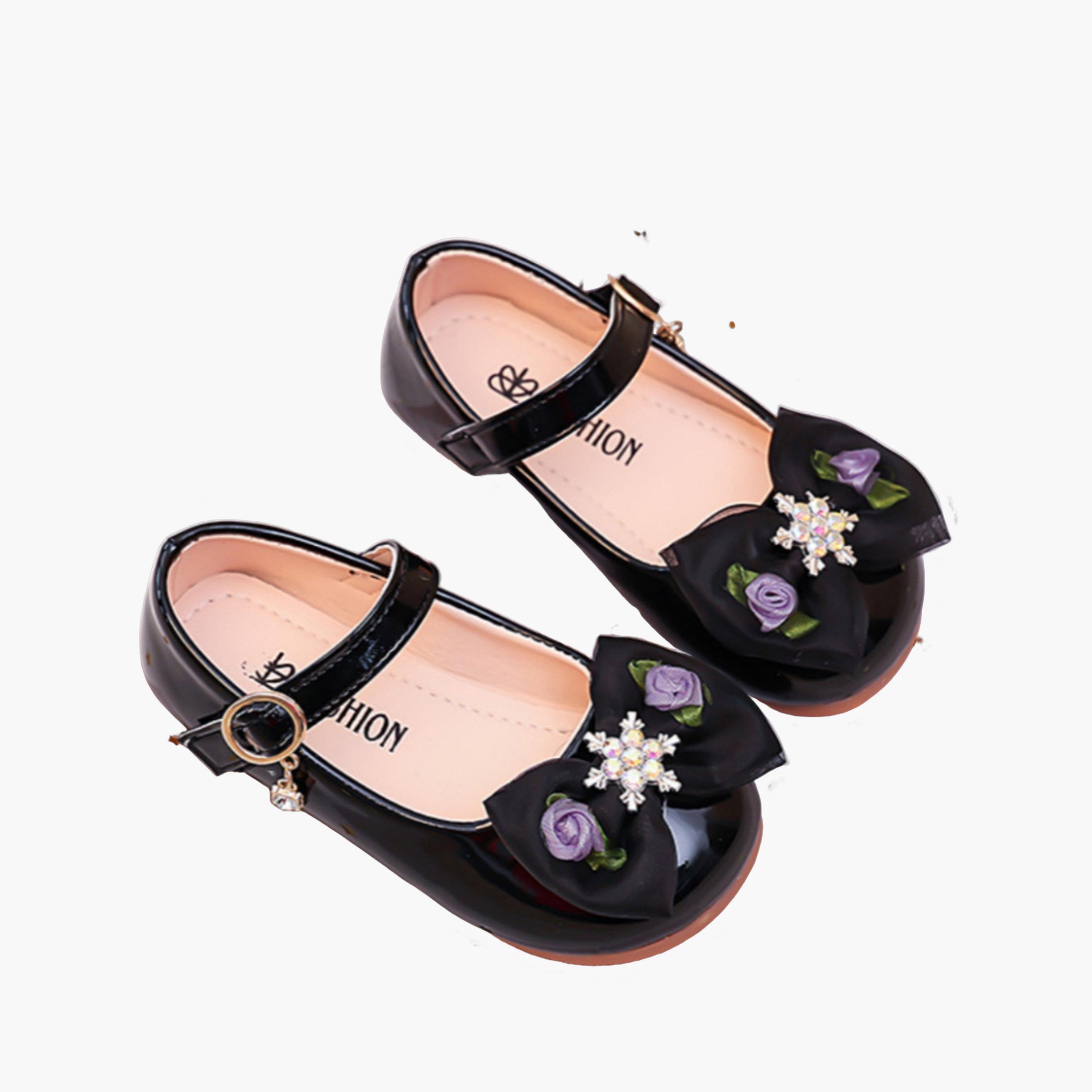 Take Two Girls Bow and Rhinestone Mary Jane Shoes-girls-shoes-ballerinas-image-1