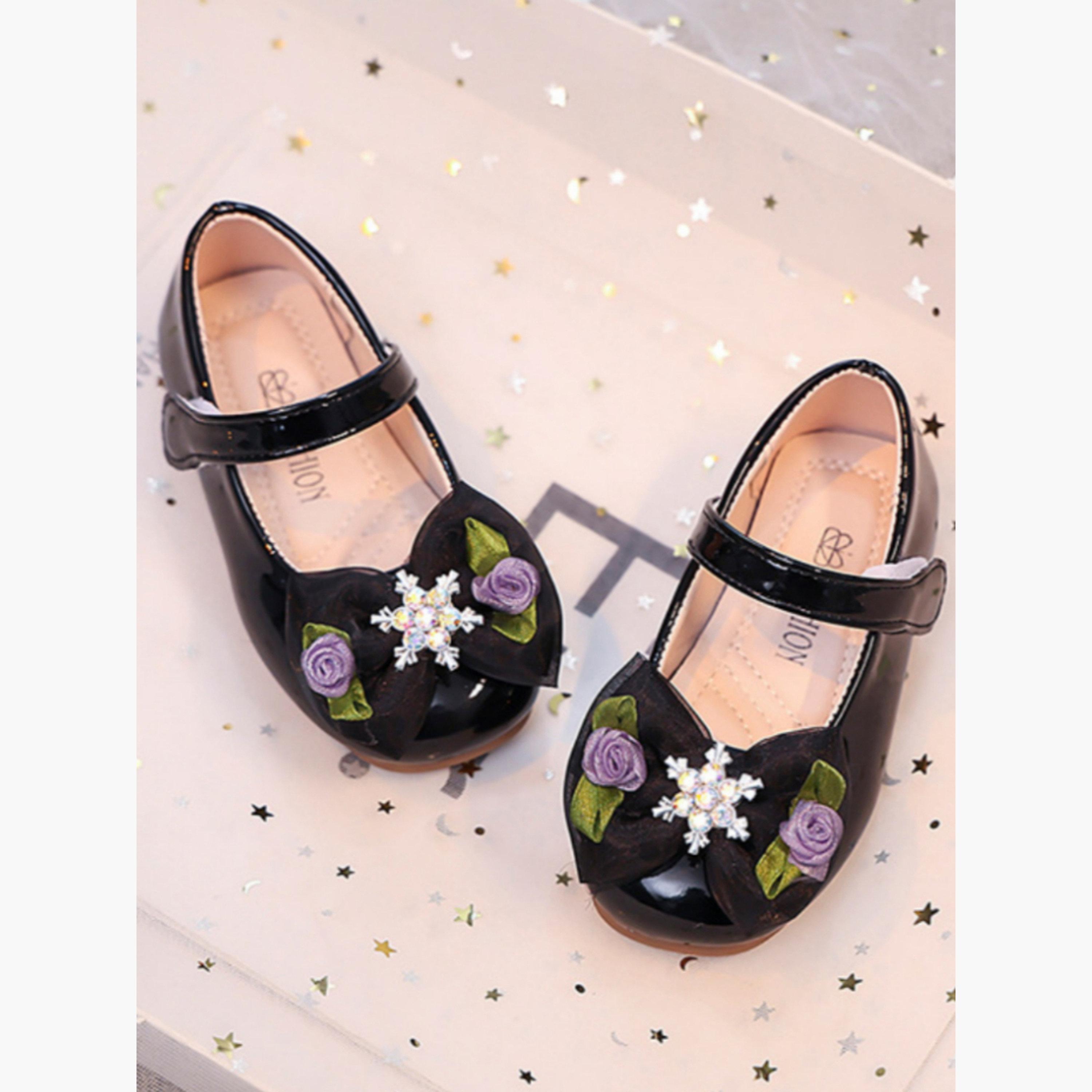 حذاء ماري جين بناتي بفيونكة وراينستون-girls-shoes-ballerinas-image-4