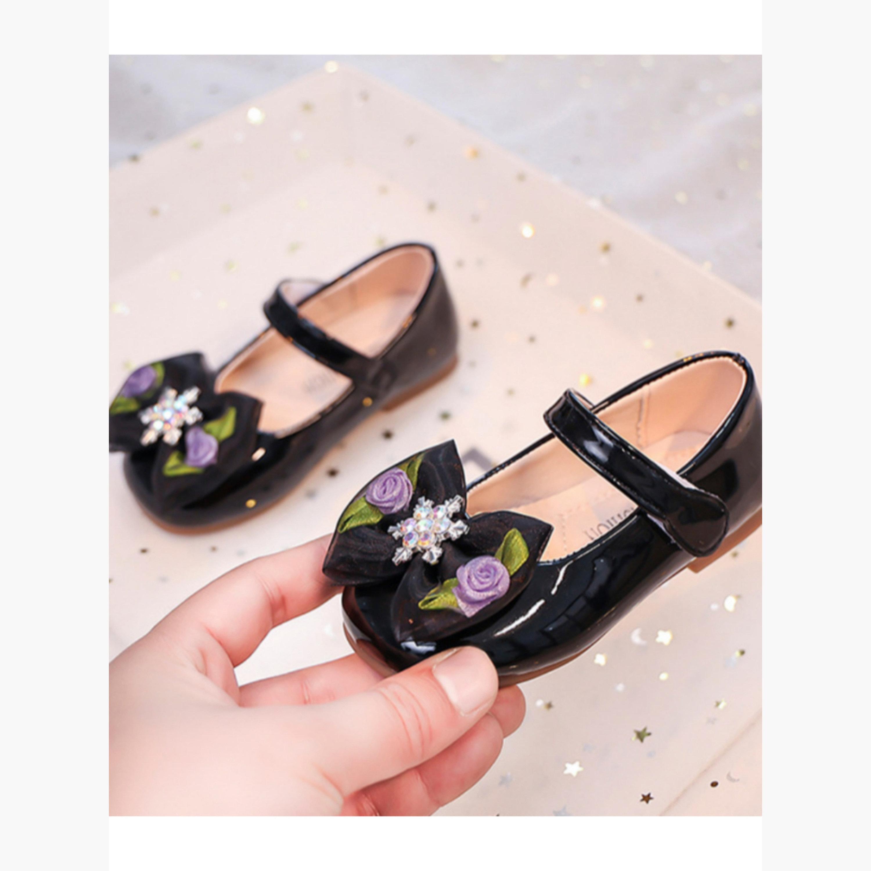 حذاء ماري جين بناتي بفيونكة وراينستون-girls-shoes-ballerinas-image-5