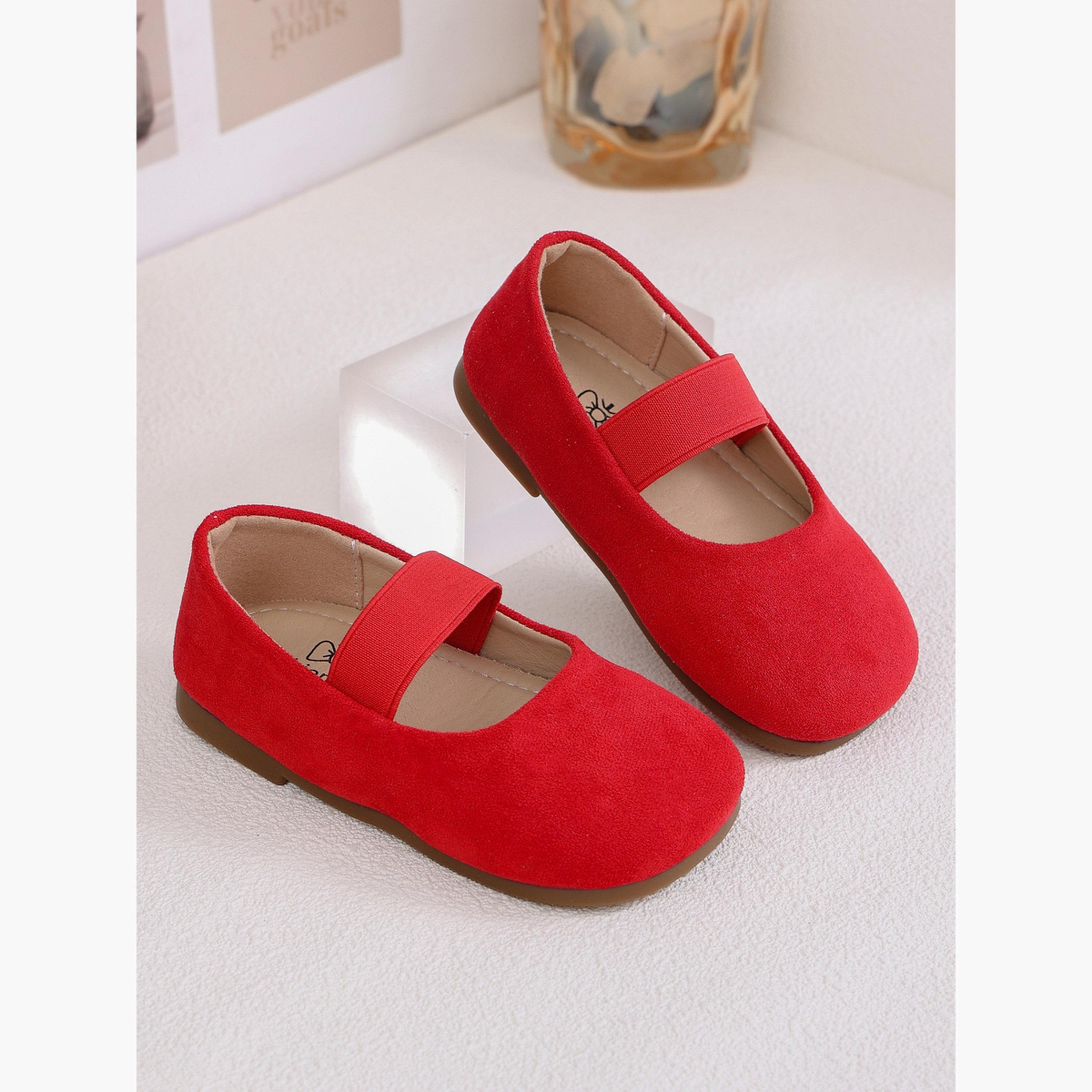 Take Two Girls Red Suede Slip-On Ballerinas-girls-shoes-ballerinas-image-3