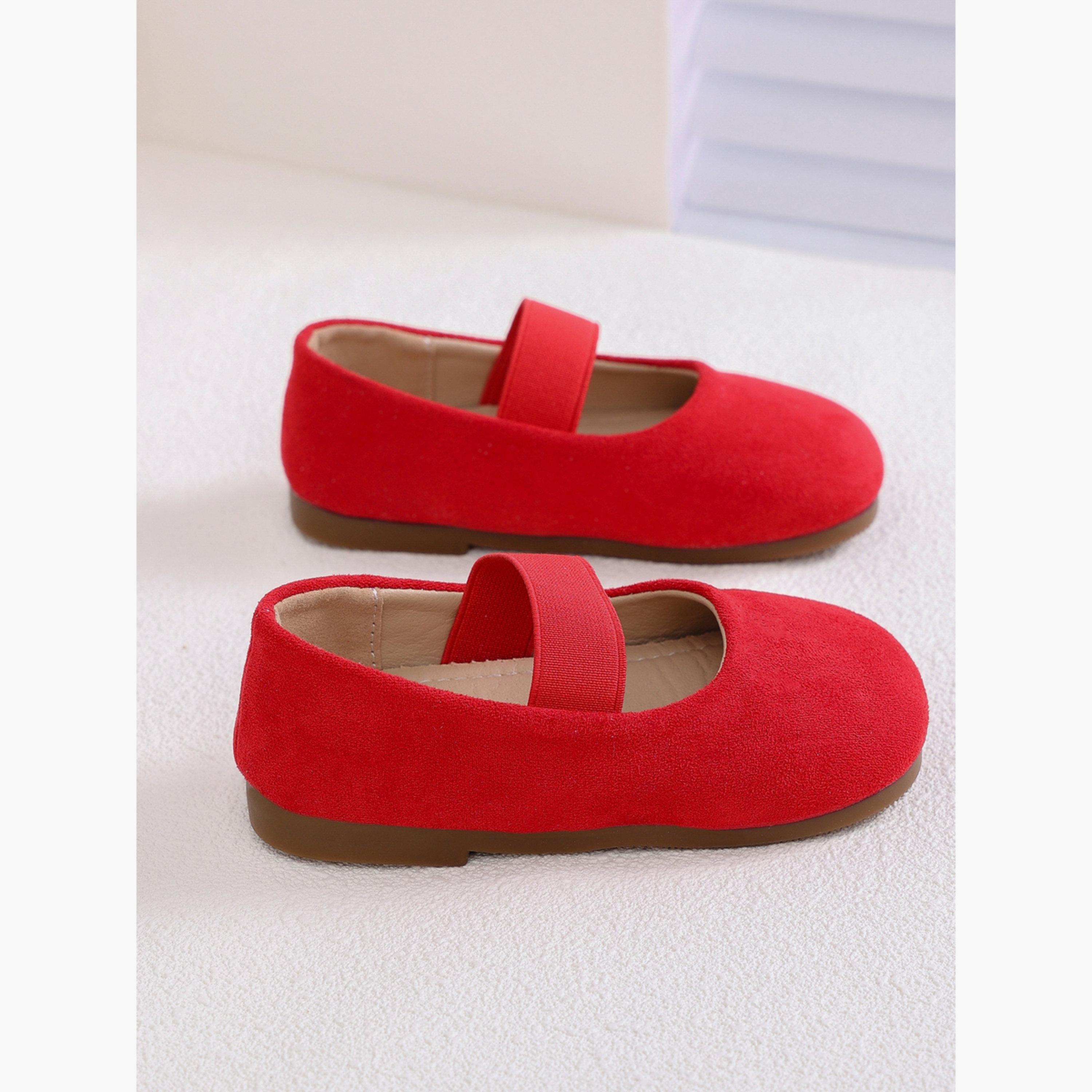 Take Two Girls Red Suede Slip-On Ballerinas-girls-shoes-ballerinas-image-5