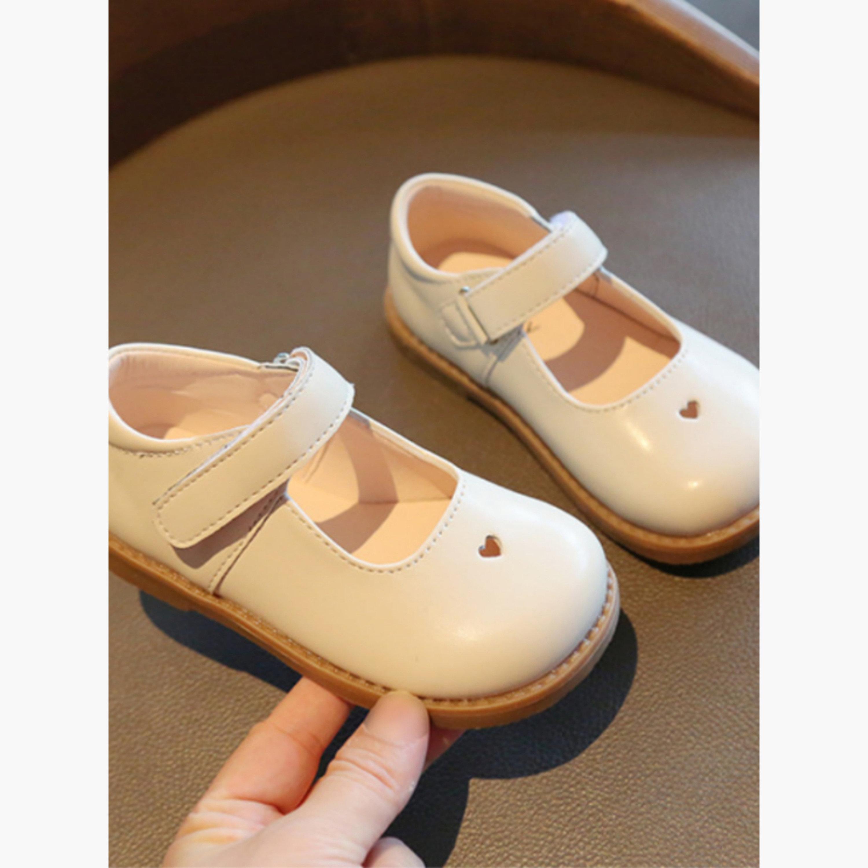 Take Two Girls Beige Solid Mary Jane Shoes-girls-shoes-ballerinas-image-3