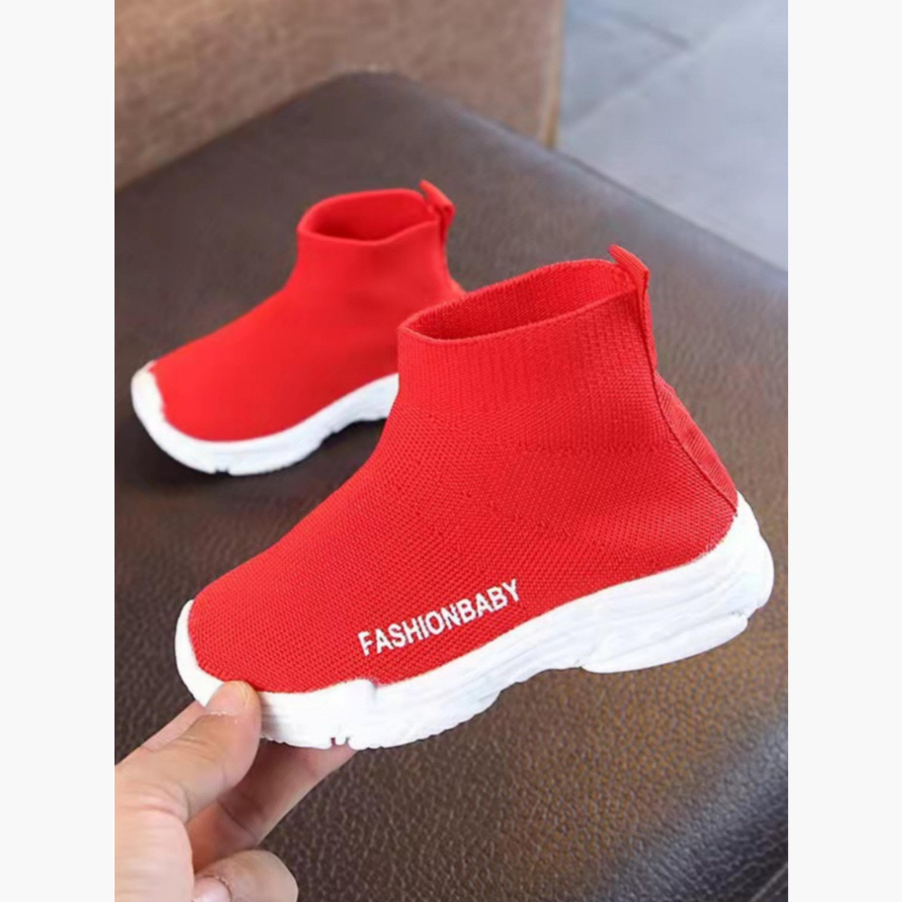 حذاء سنيكرز بناتي سهل الارتداء أحمر سادة-girls-shoes-sneakers-image-2