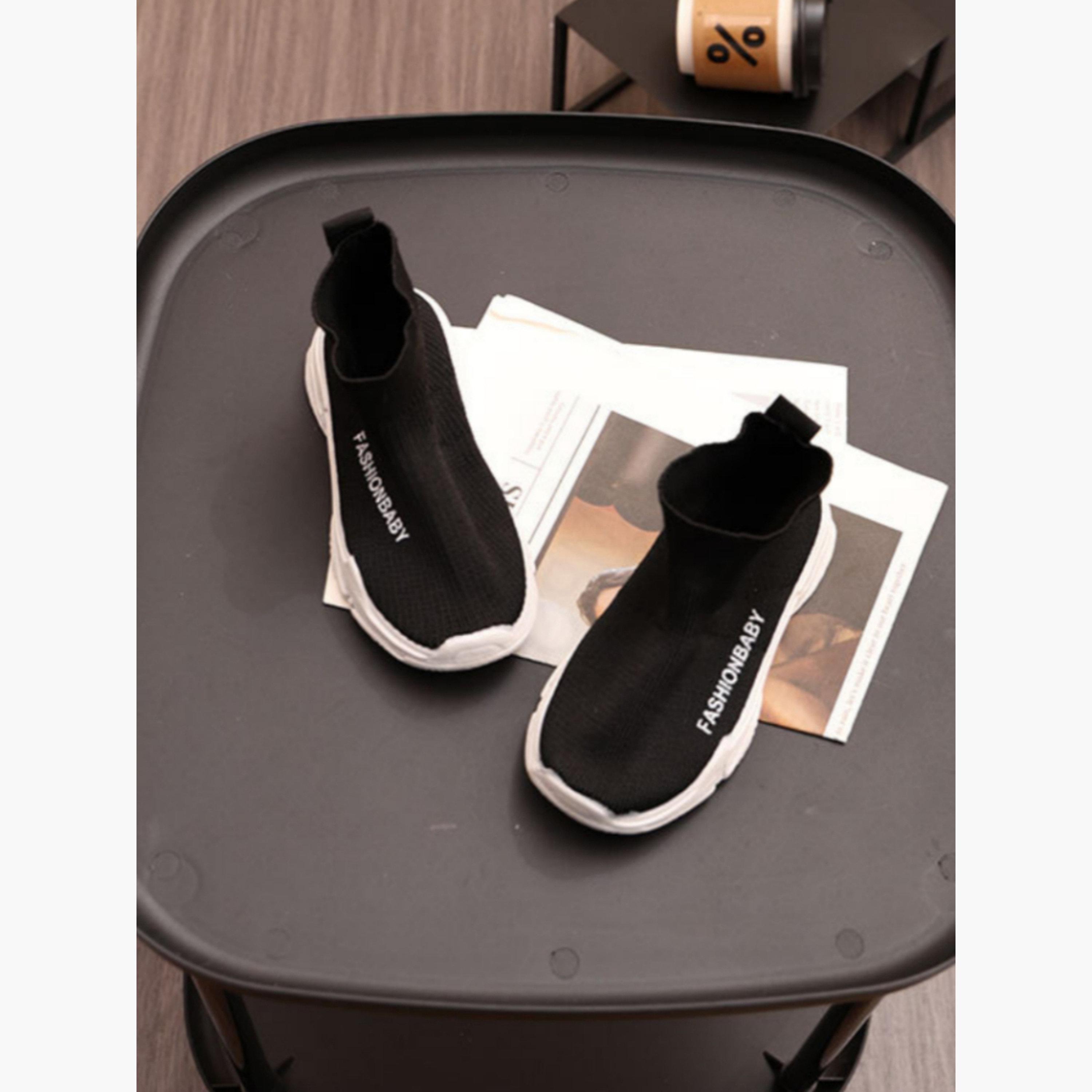 Take Two Girls Solid Black Slip-On Sneakers-girls-shoes-sneakers-image-3
