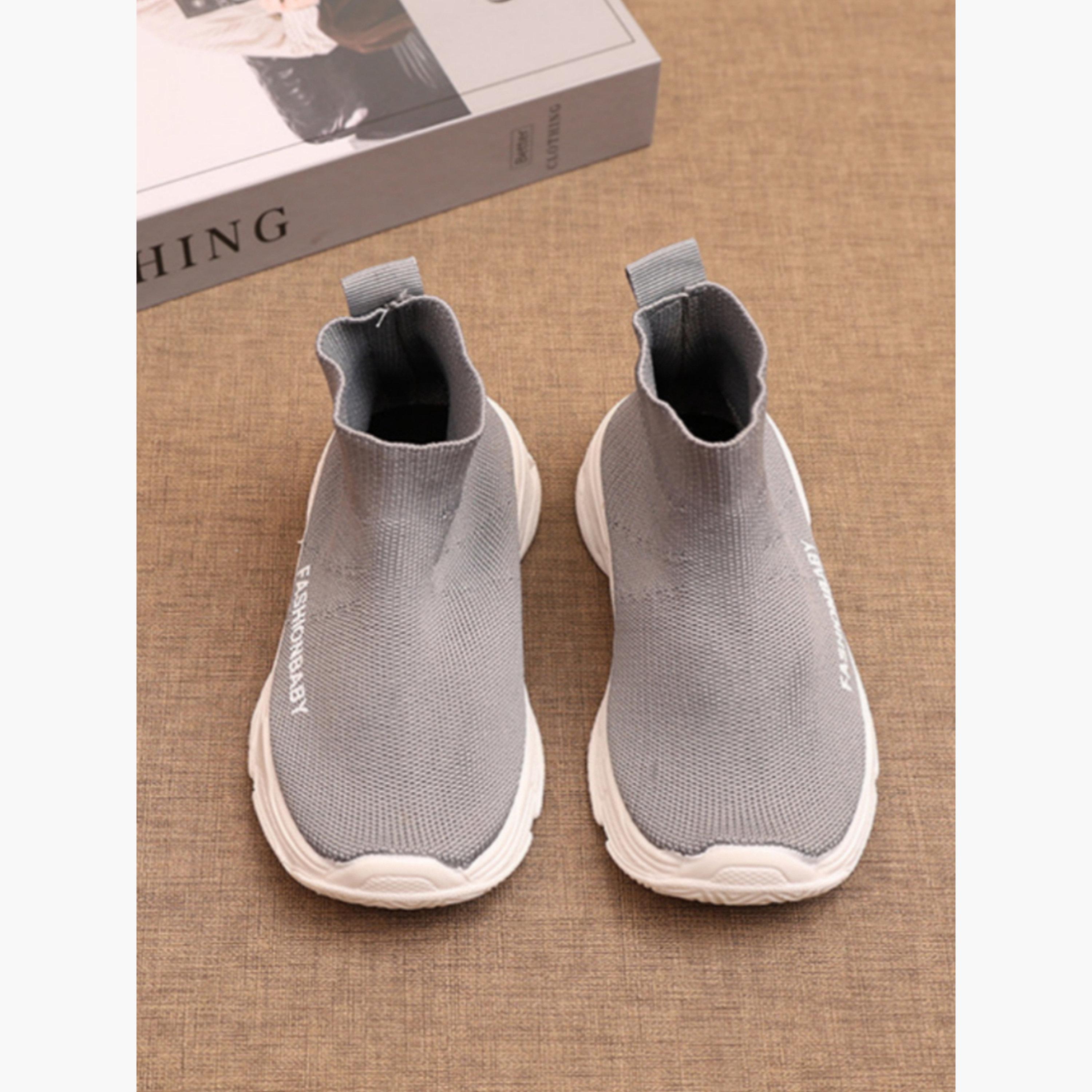 Take Two Girls Solid Grey Slip-On Sneakers-girls-shoes-sneakers-image-2