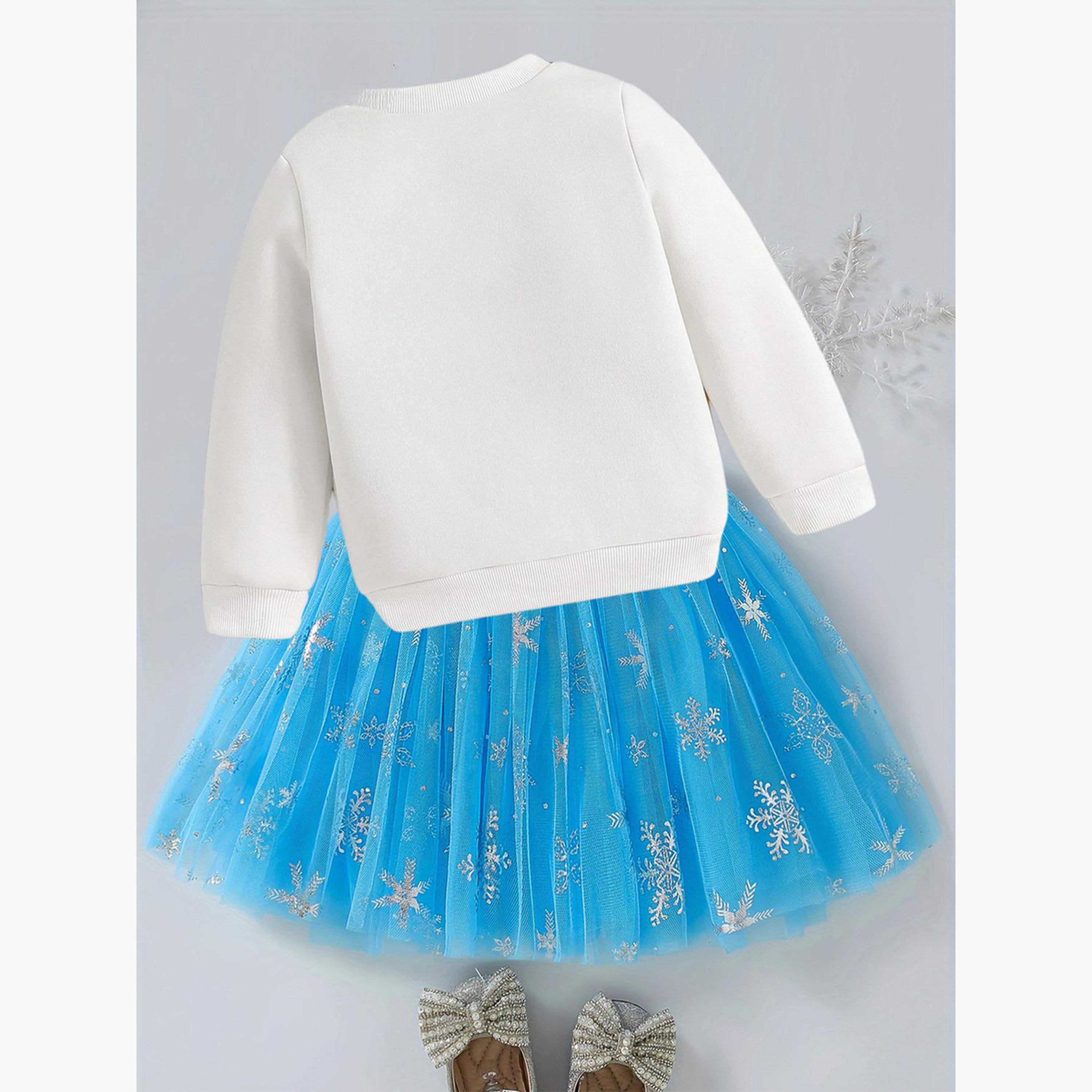 Take Two Girls Princess Graphic Printed Sweatshirt with Mesh Skirt Set-girls-clothing-setsandcoords-image-3