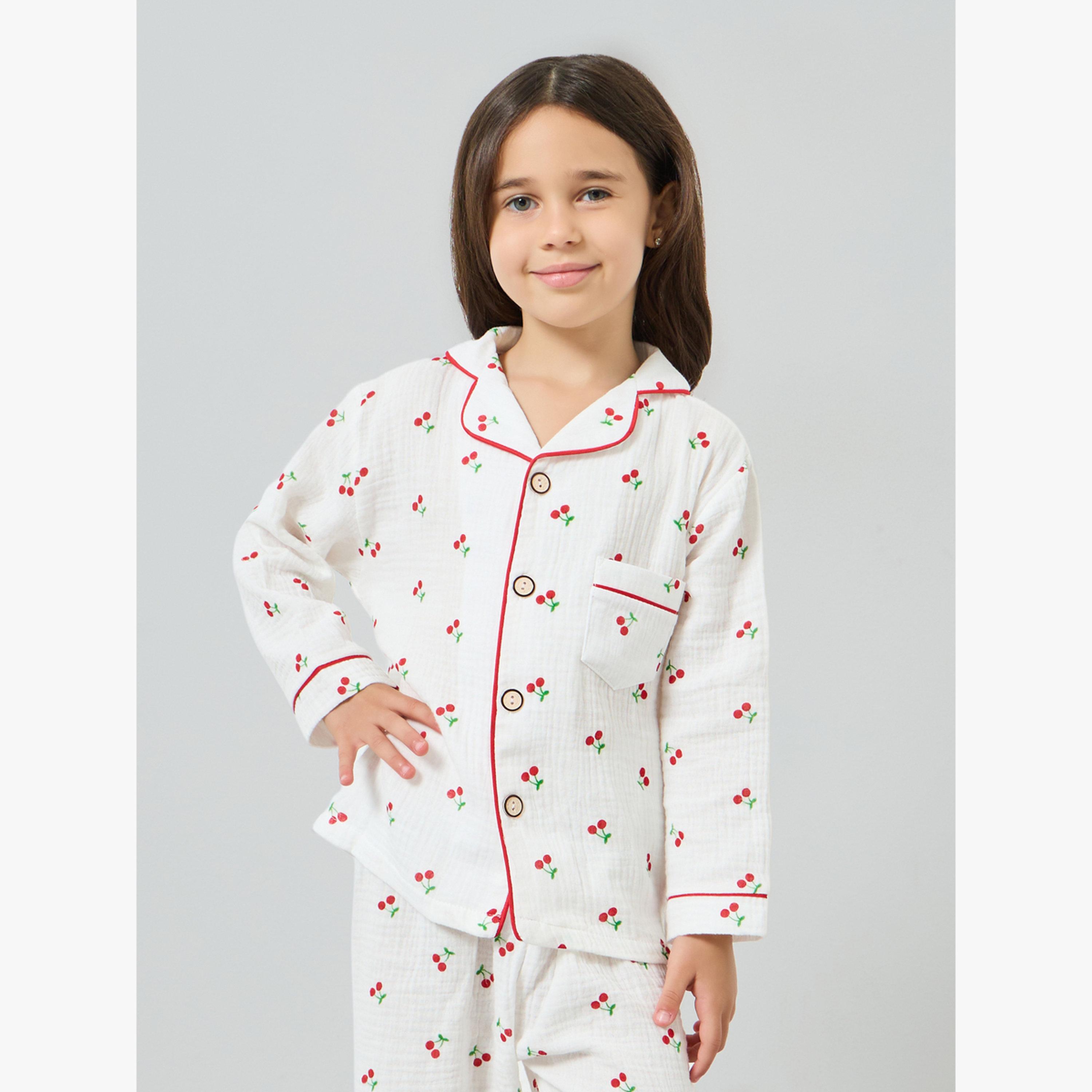 مجموعة من بيجاما وقميص بطبعة كرز-girls-clothing-nightwear-image-3