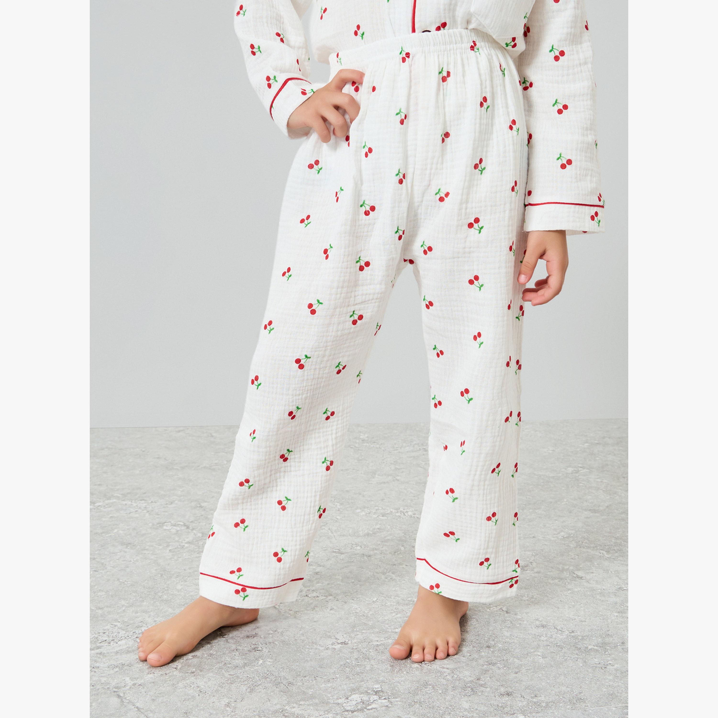 مجموعة من بيجاما وقميص بطبعة كرز-girls-clothing-nightwear-image-5