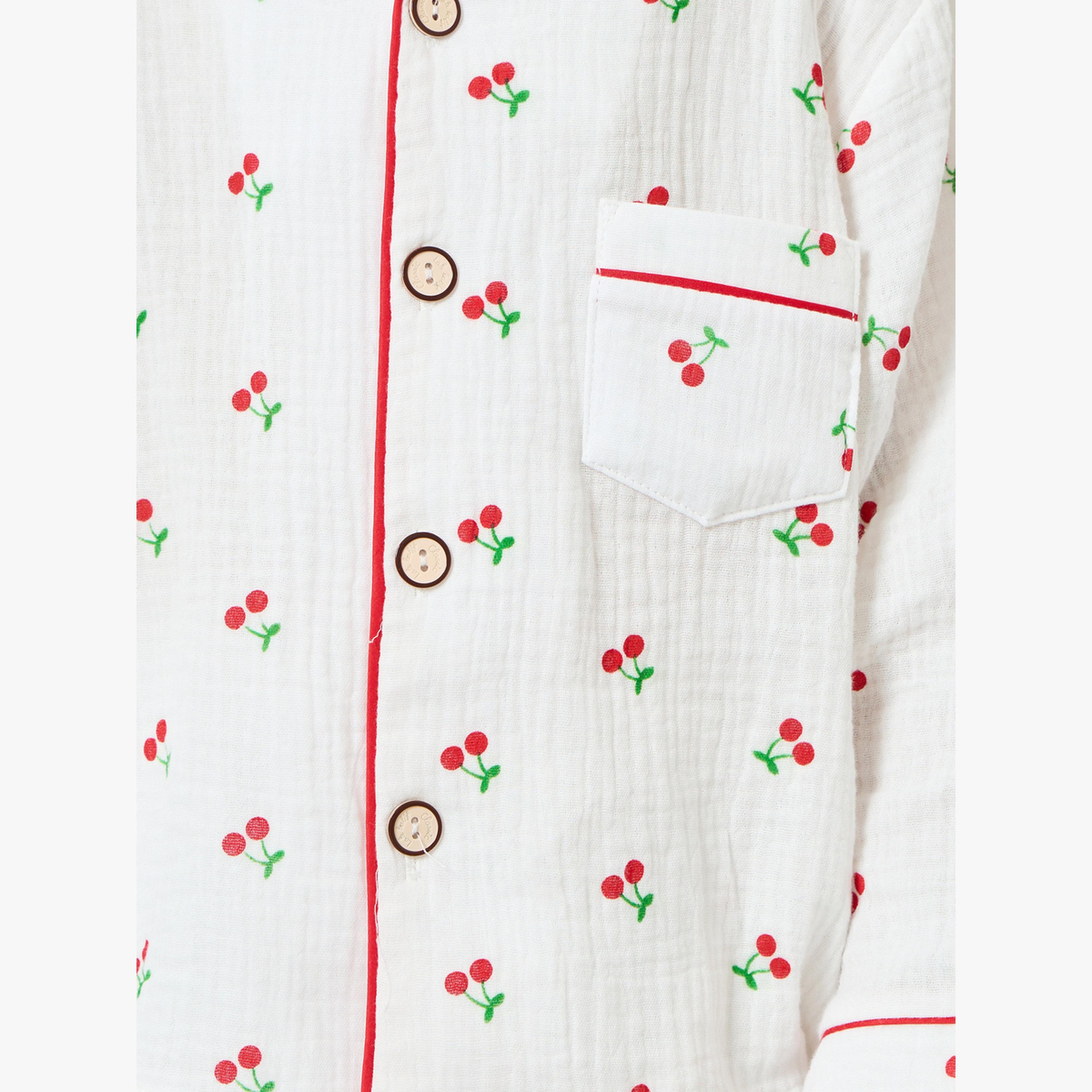 مجموعة من بيجاما وقميص بطبعة كرز-girls-clothing-nightwear-image-6