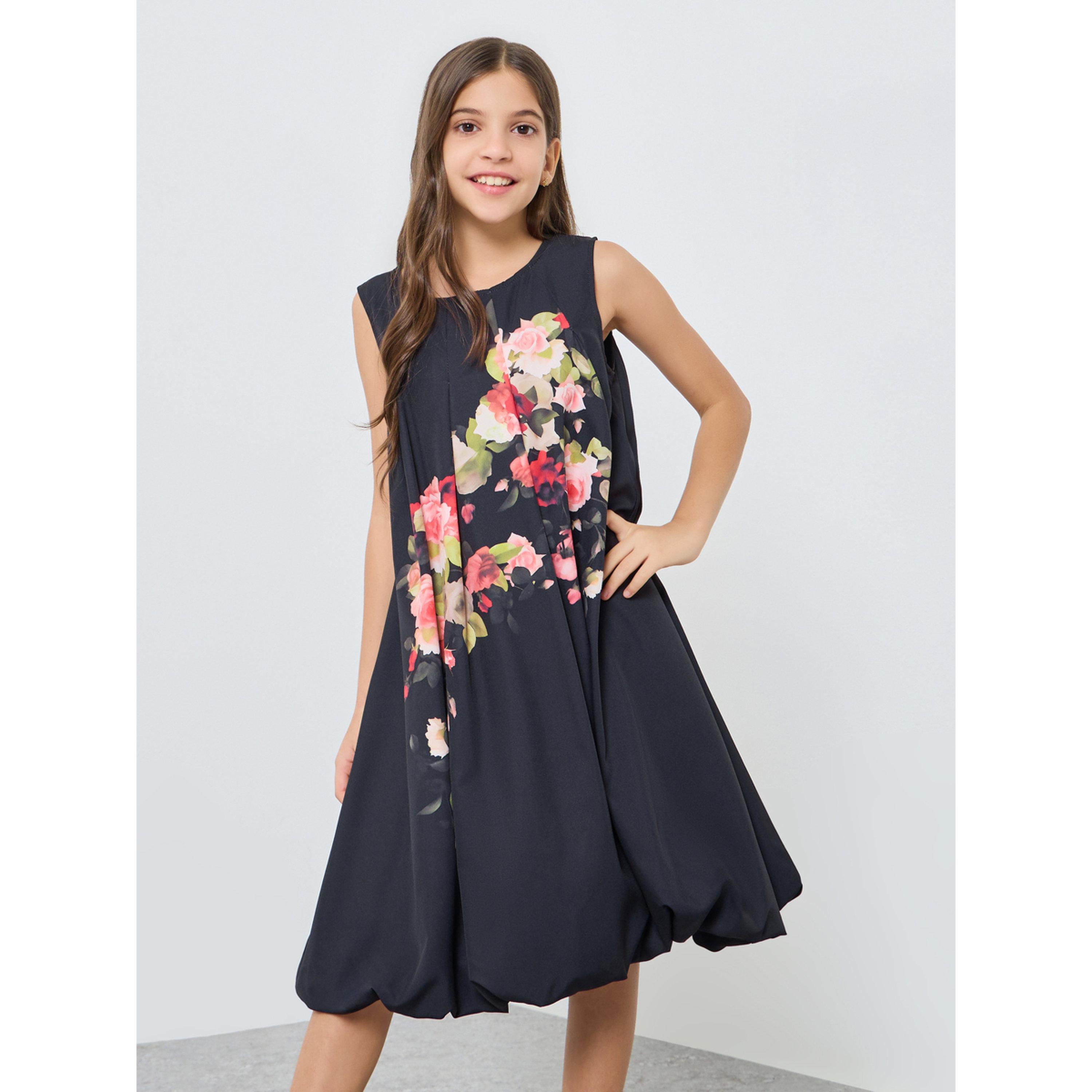 فستان بطول الركبة وطبعة زهور مع أكمام بالون-girls-clothing-dressesandjumpsuits-image-1