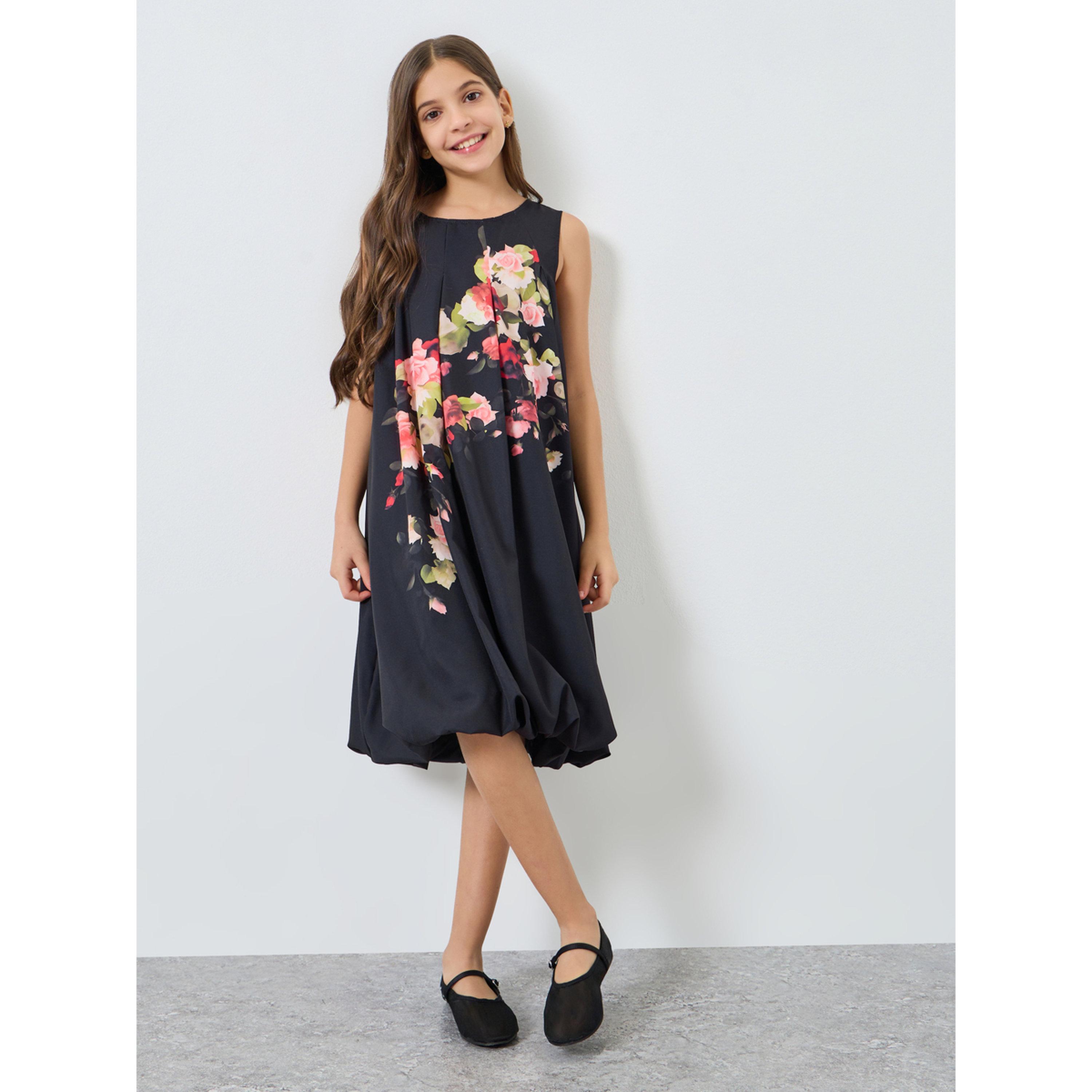 فستان بطول الركبة وطبعة زهور مع أكمام بالون-girls-clothing-dressesandjumpsuits-image-2