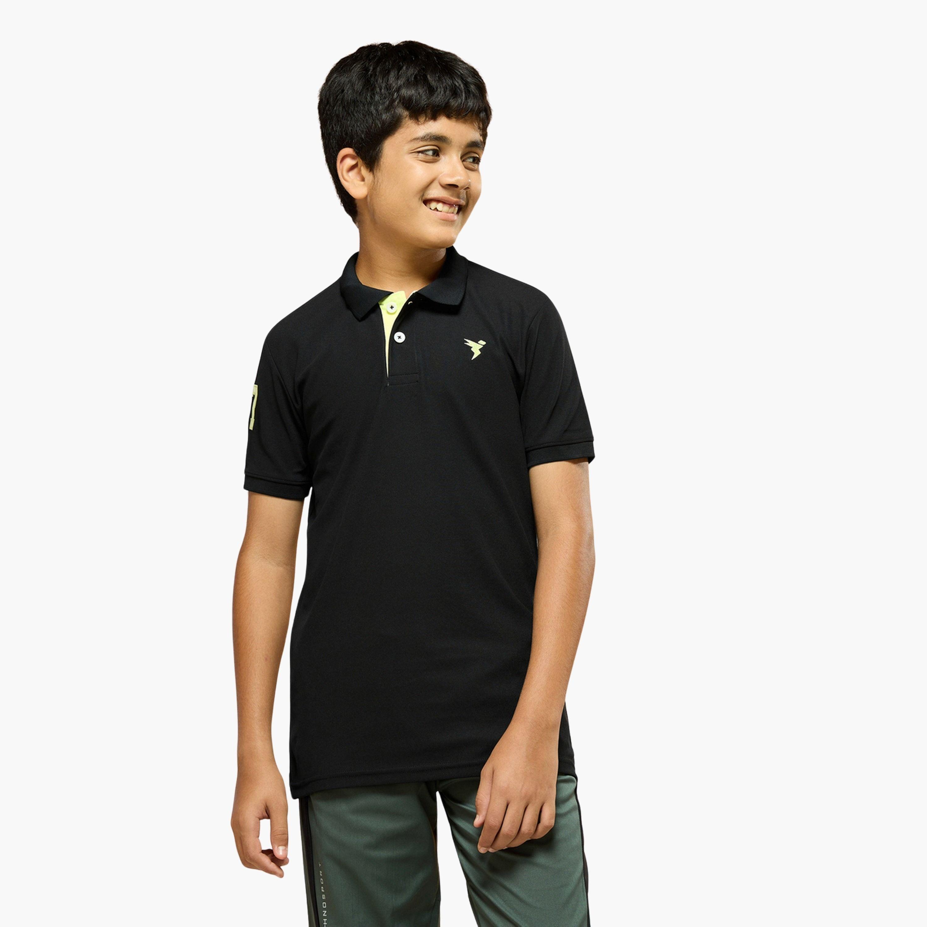تيشيرت بولو سادة رياضي بقصة سليم فت-boys-clothing-tshirtsandpolos-image-1