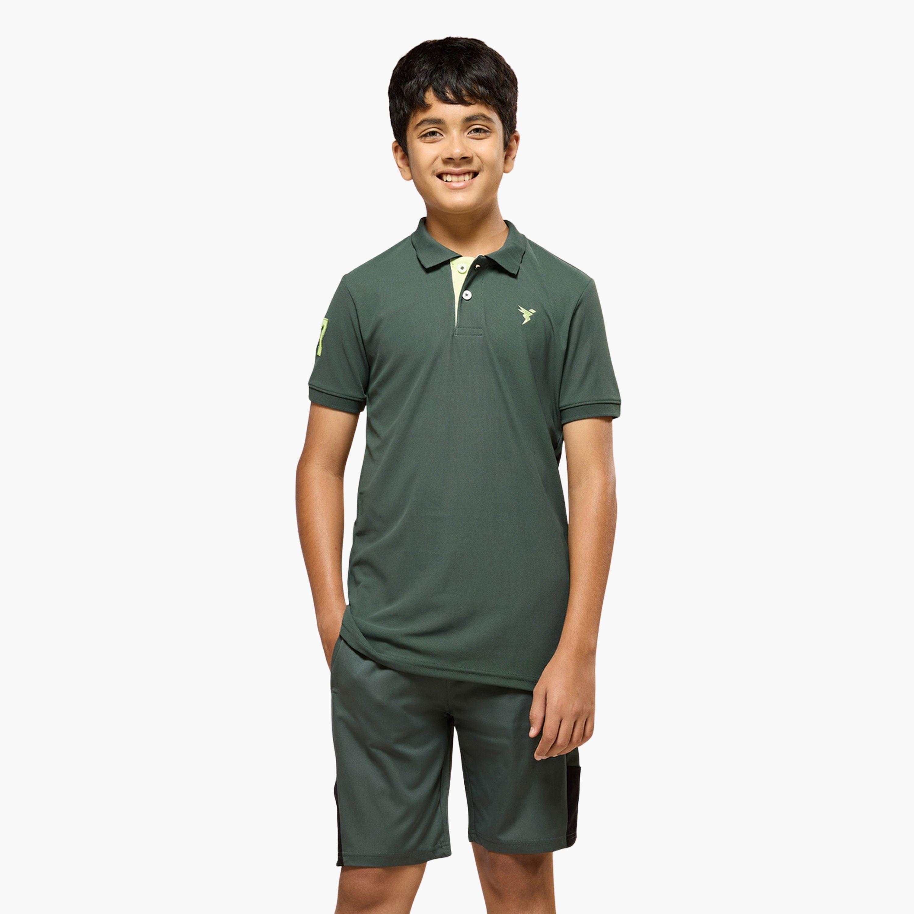 تيشيرت بولو سادة رياضي بقصة سليم فت-boys-clothing-tshirtsandpolos-image-1
