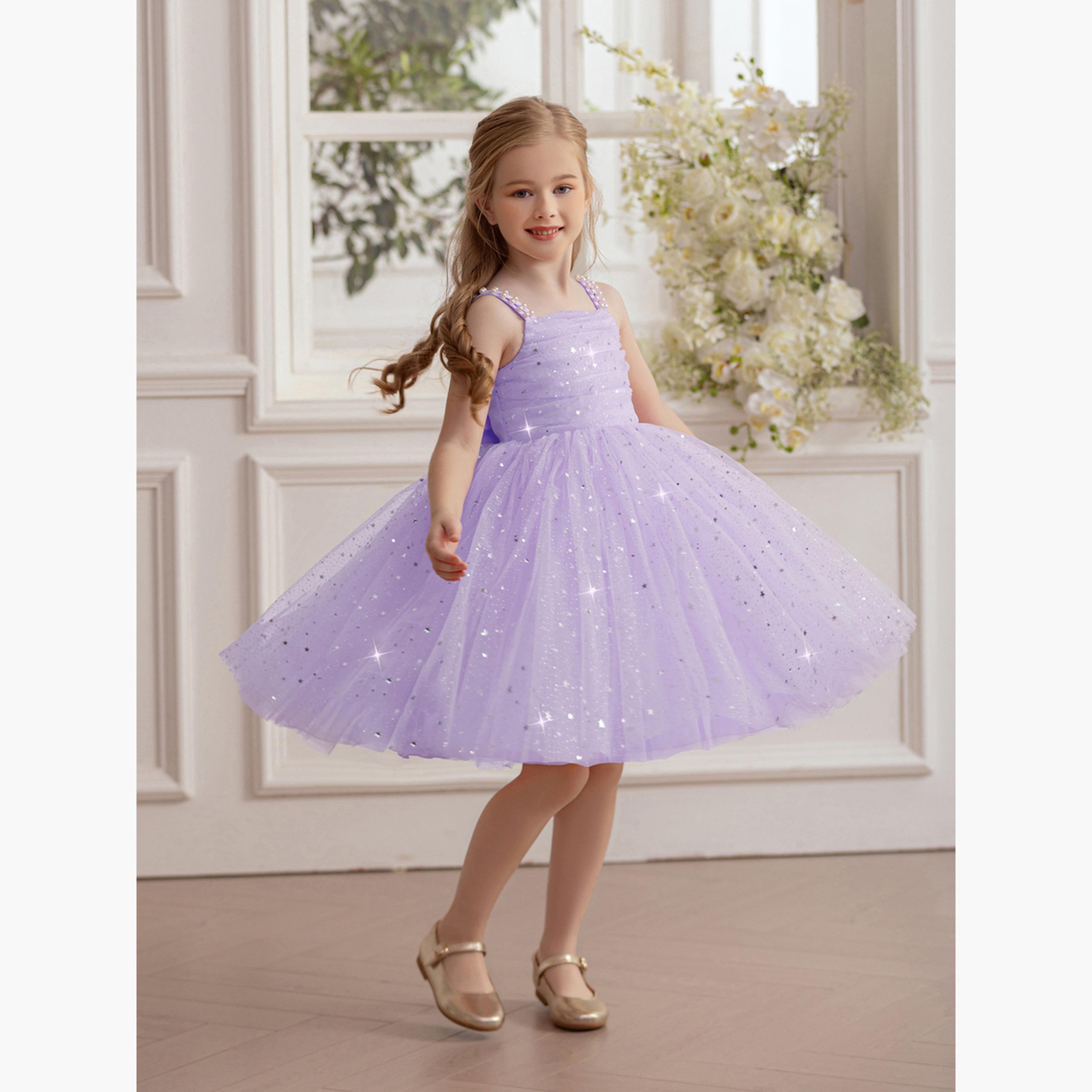 فستان ميدي بناتي شبكي مزين وبسيور-girls-clothing-dressesandjumpsuits-image-6