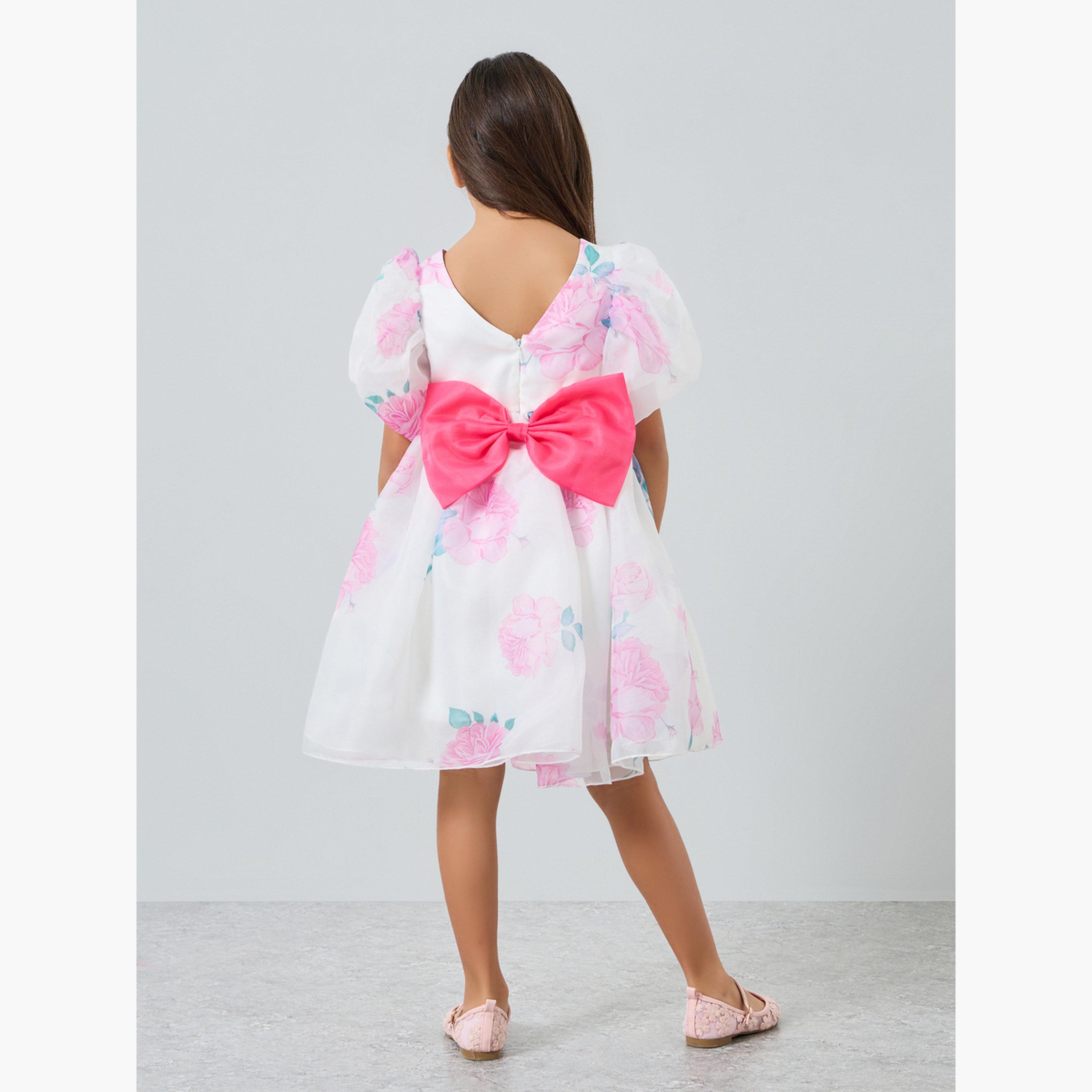 فستان بطبعة زهور وأكمام منفوخة-girls-clothing-dressesandjumpsuits-image-4