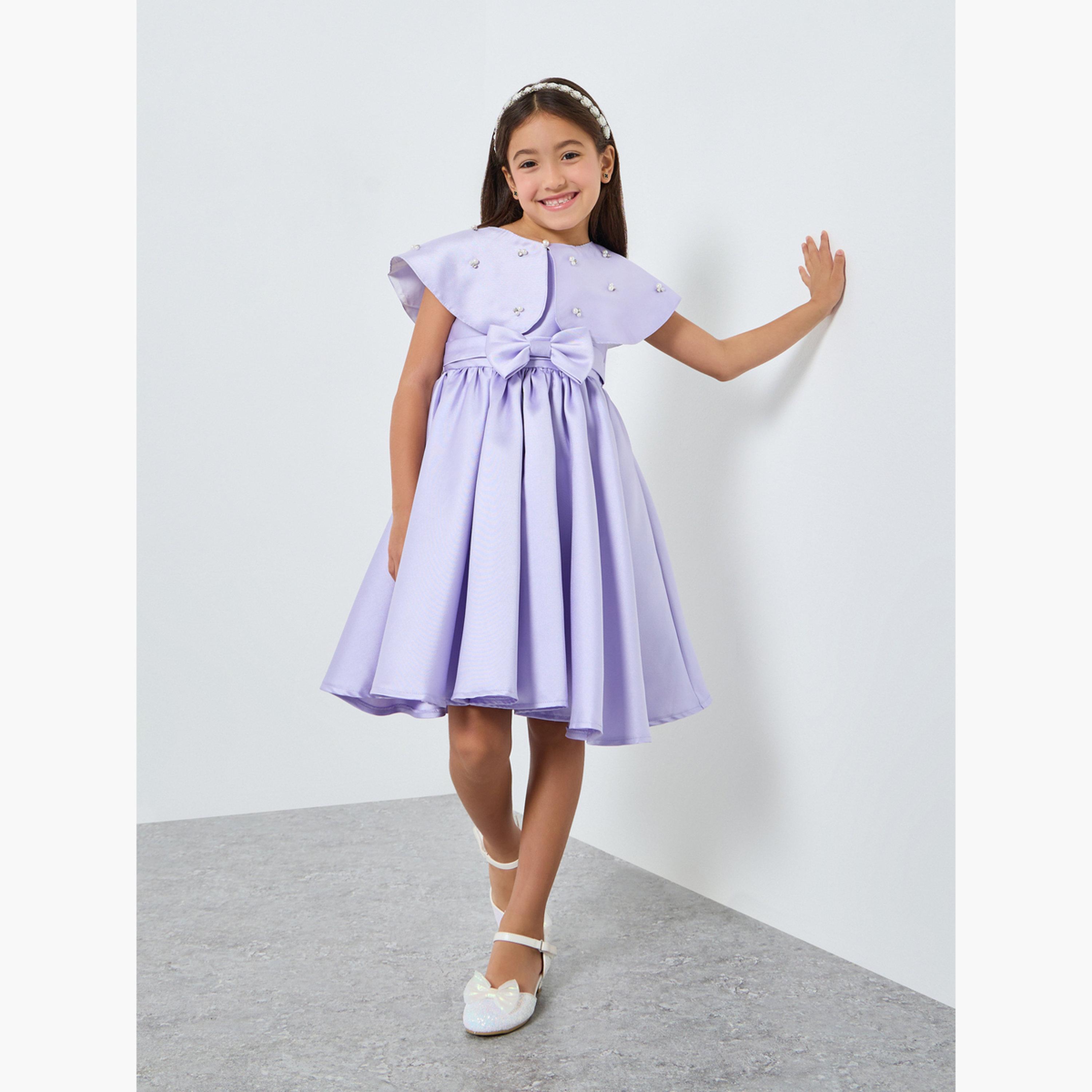 فستان مزين مع كيب-girls-clothing-dressesandjumpsuits-image-2