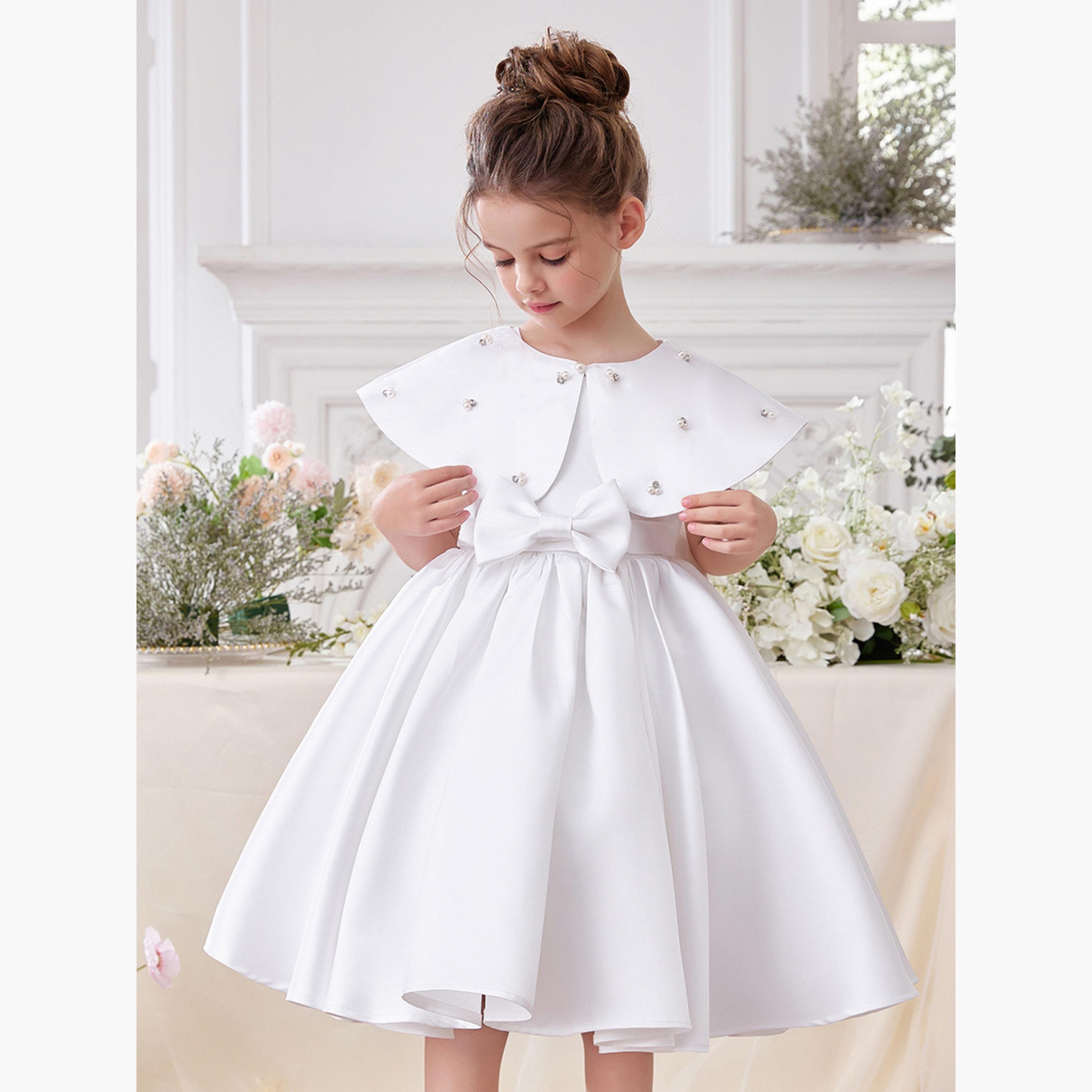 Take Two Girls White Embellished Dress with Cape-girls-clothing-dressesandjumpsuits-image-4