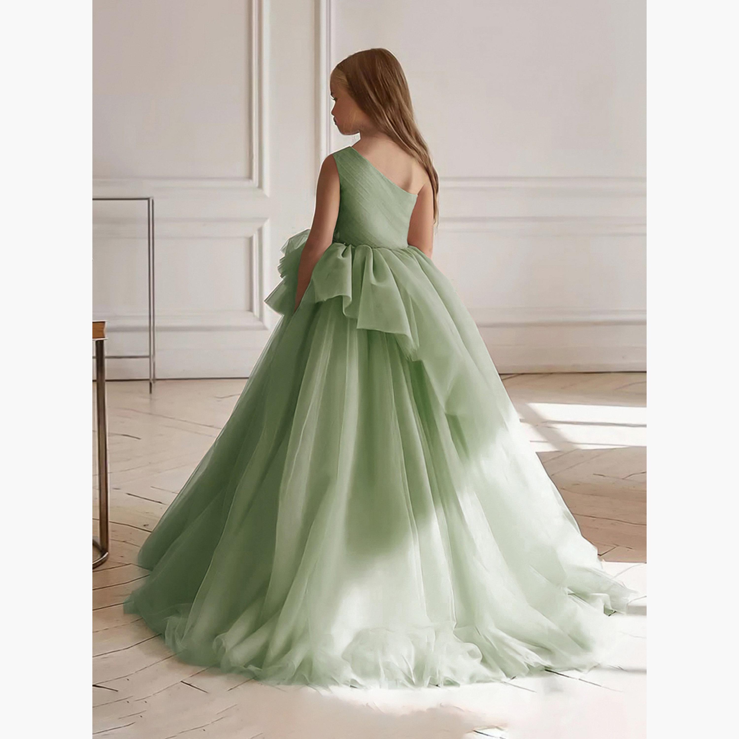 Take Two Girls Green Mesh One Shoulder Maxi Dress-girls-clothing-dressesandjumpsuits-image-2