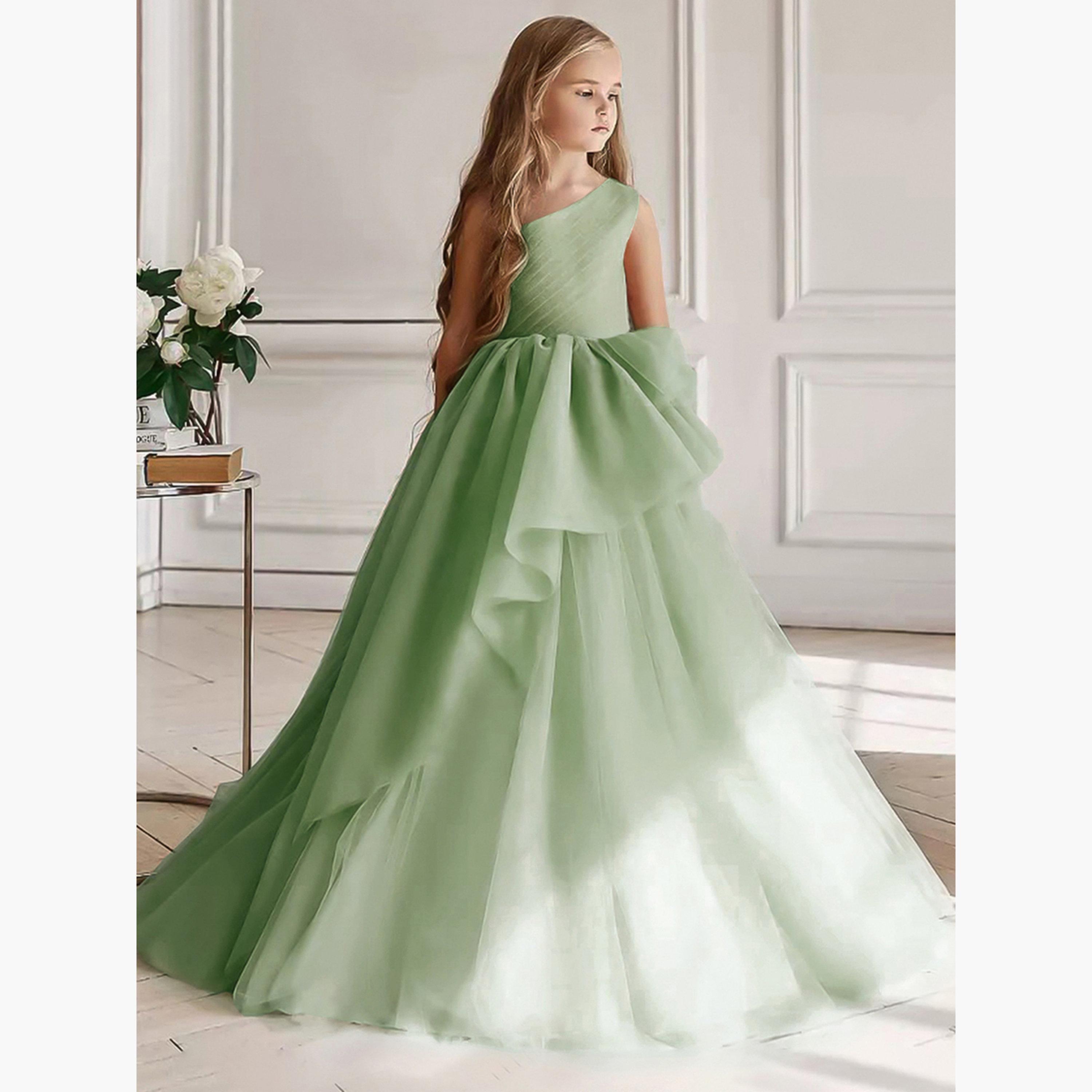 Take Two Girls Green Mesh One Shoulder Maxi Dress-girls-clothing-dressesandjumpsuits-image-6