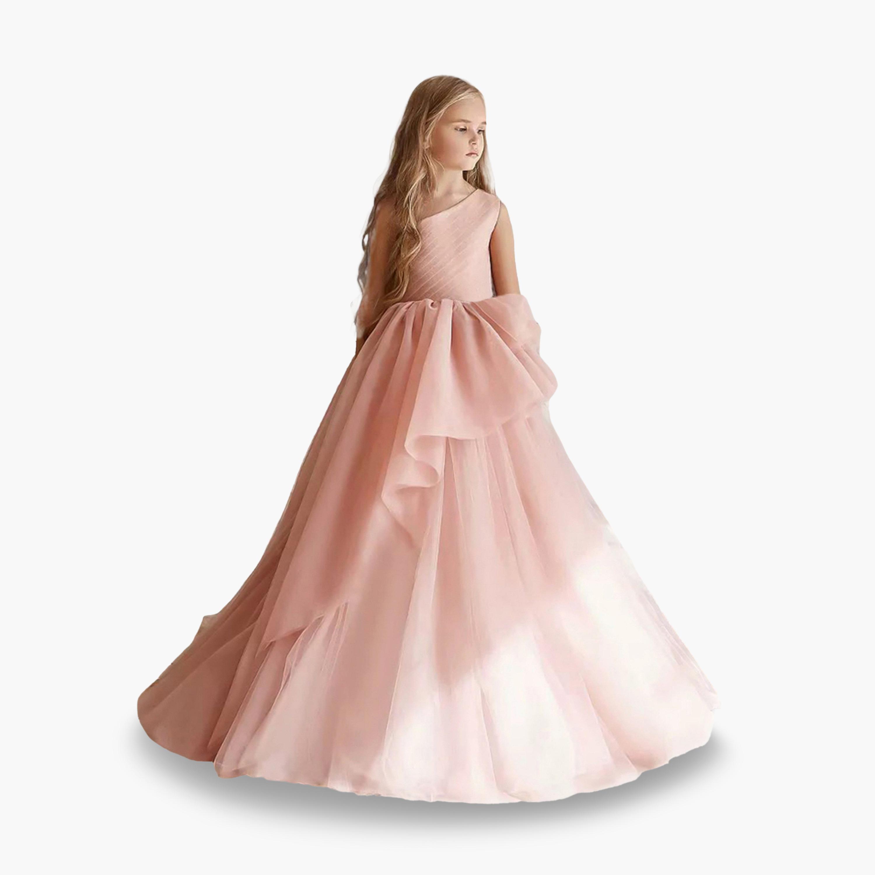 Take Two Girls Pink Ruffle Detail One Shoulder Maxi Dress-girls-clothing-dressesandjumpsuits-image-1