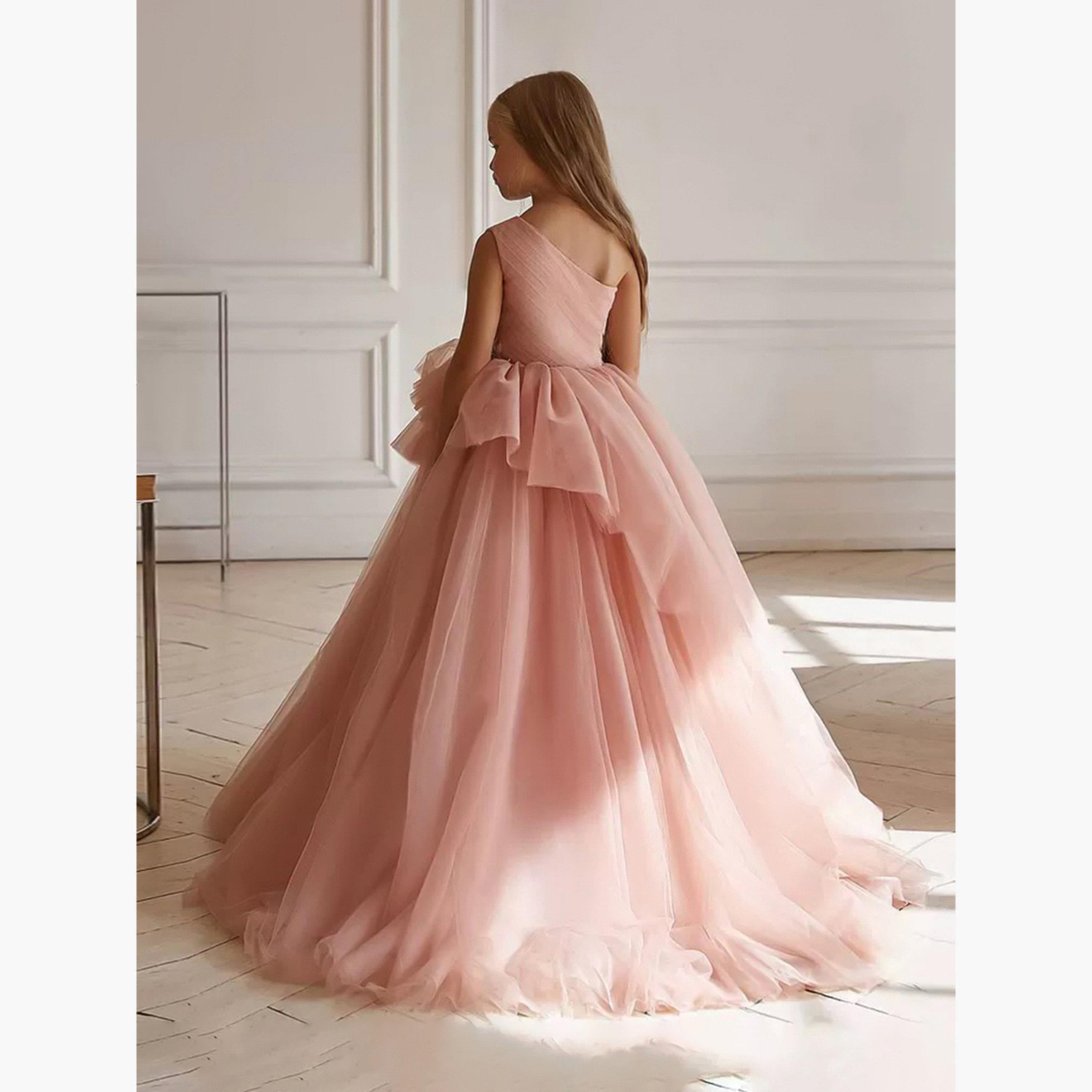 Take Two Girls Pink Ruffle Detail One Shoulder Maxi Dress-girls-clothing-dressesandjumpsuits-image-2
