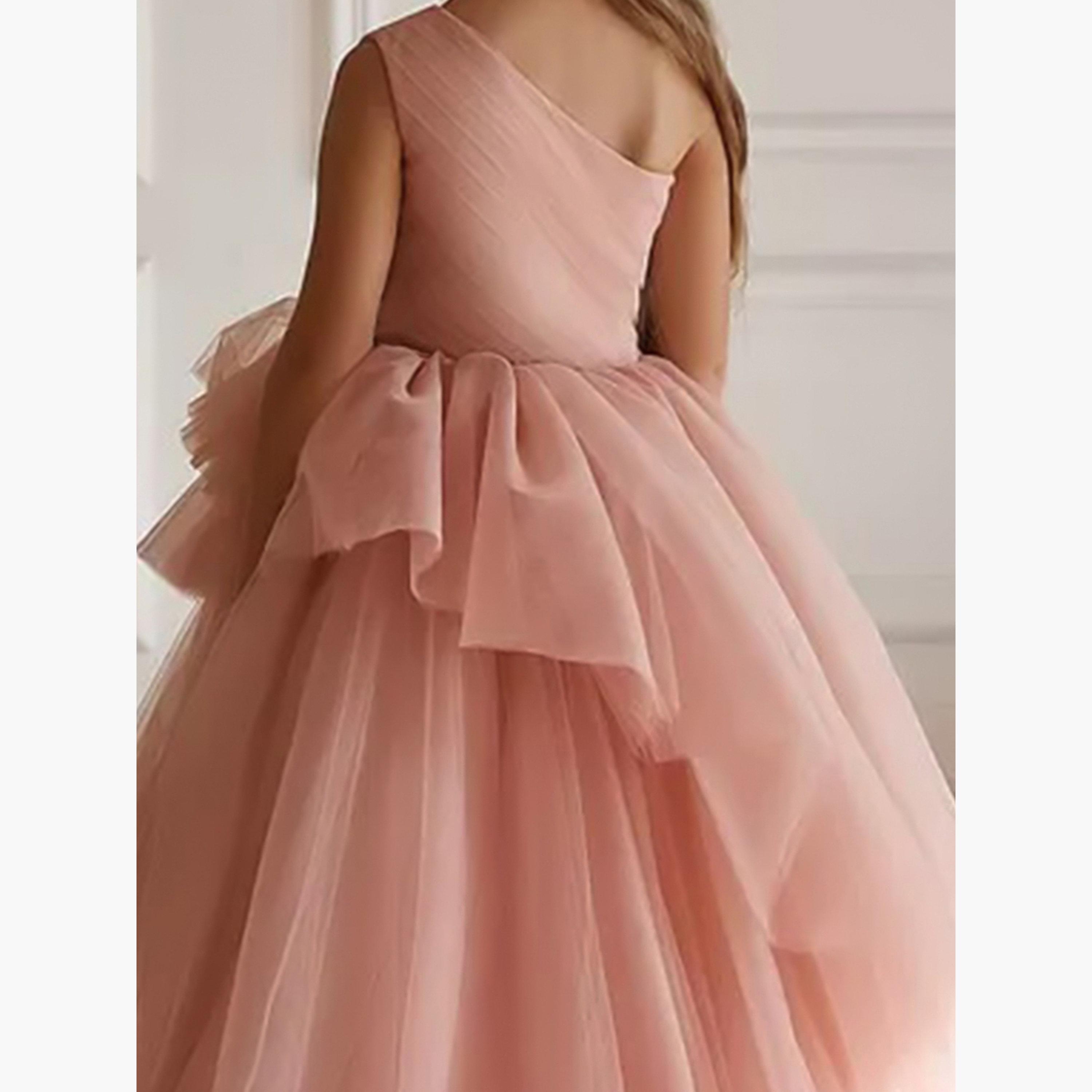Take Two Girls Pink Ruffle Detail One Shoulder Maxi Dress-girls-clothing-dressesandjumpsuits-image-5