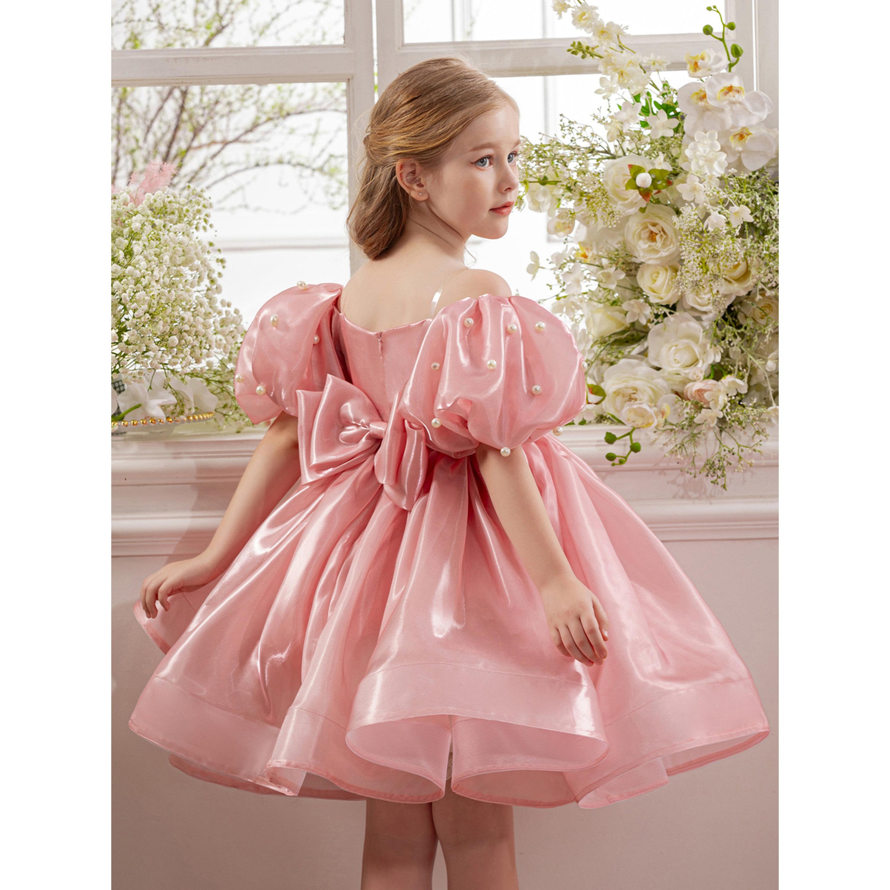 Take Two Girls Pink Pearl Puff Faux Pearl Embellished Dress-girls-clothing-dressesandjumpsuits-image-3