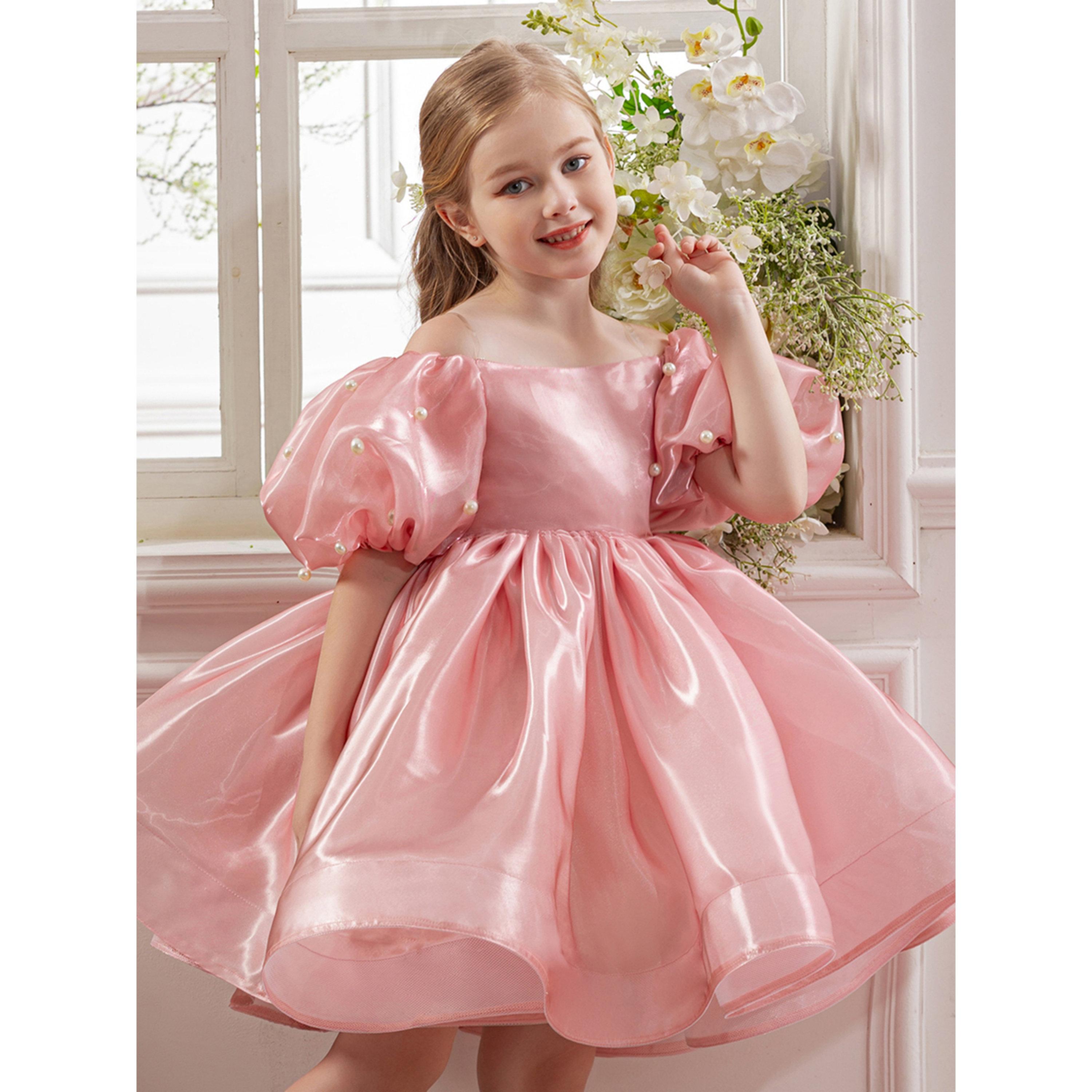 Take Two Girls Pink Pearl Puff Faux Pearl Embellished Dress-girls-clothing-dressesandjumpsuits-image-6