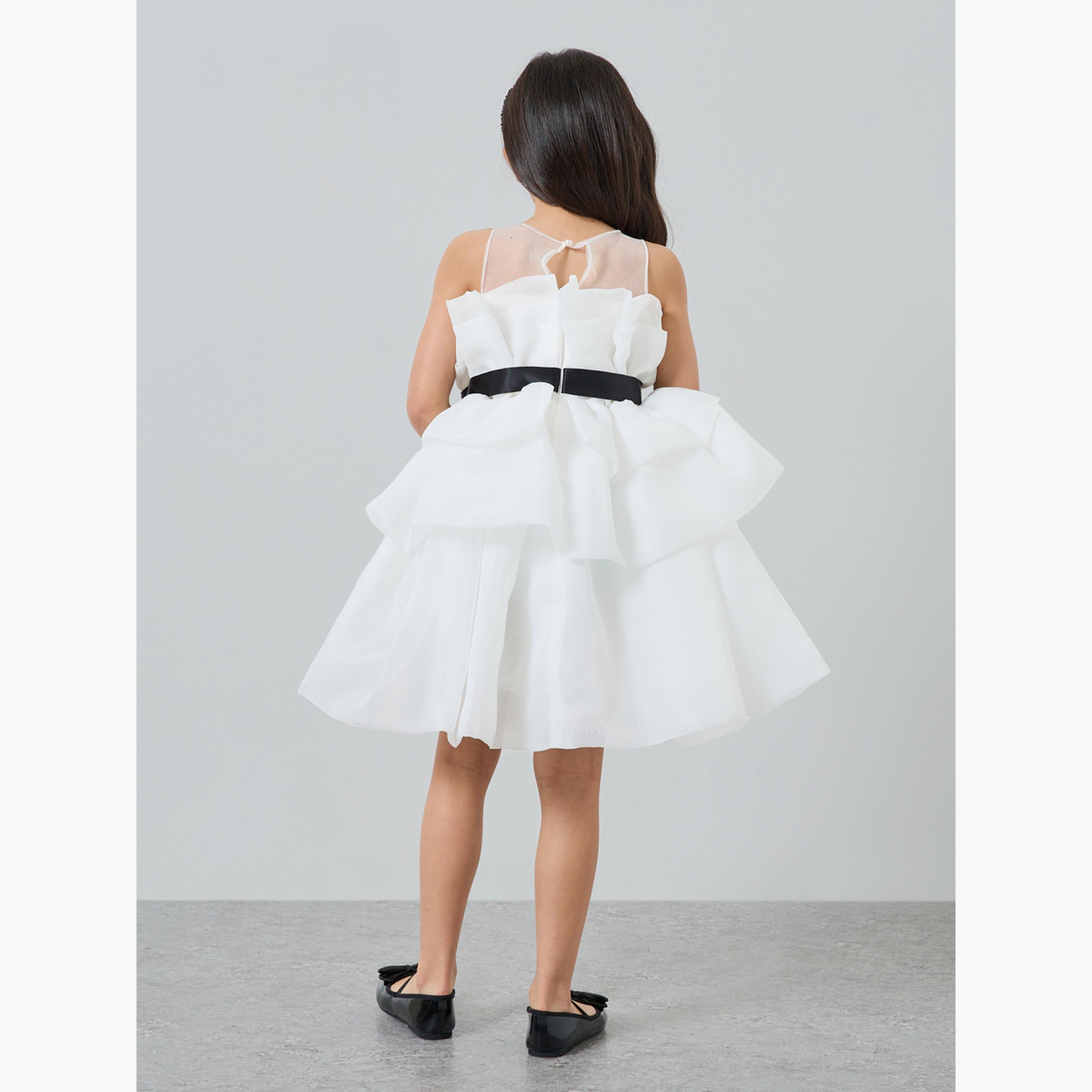 Take Two Girls White Bow Detail Ruffled Layered Dress-girls-clothing-dressesandjumpsuits-image-4