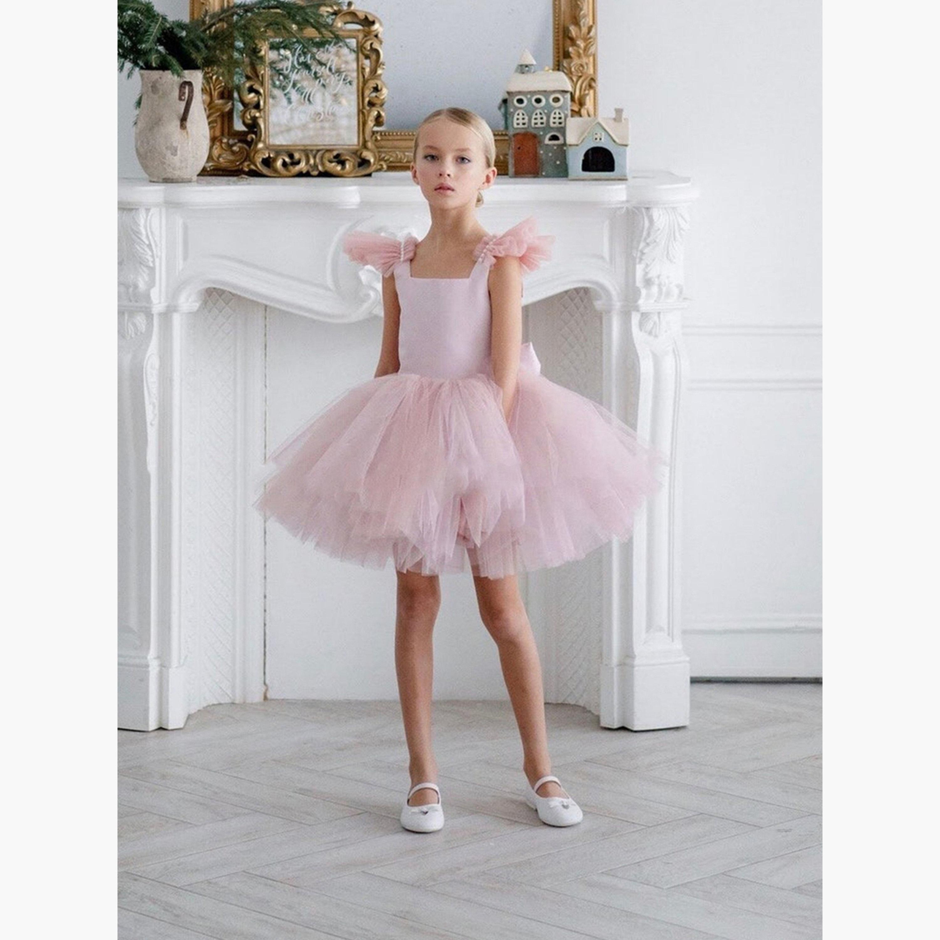 Take Two Girls Pink Tulle Sleeveless Mini Dress with Tail-girls-clothing-dressesandjumpsuits-image-2