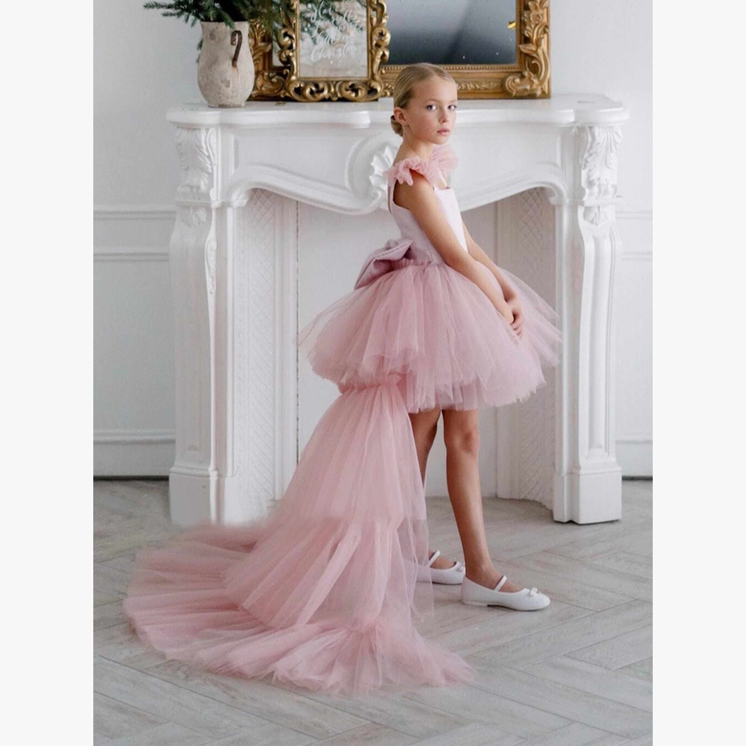Take Two Girls Pink Tulle Sleeveless Mini Dress with Tail-girls-clothing-dressesandjumpsuits-image-3